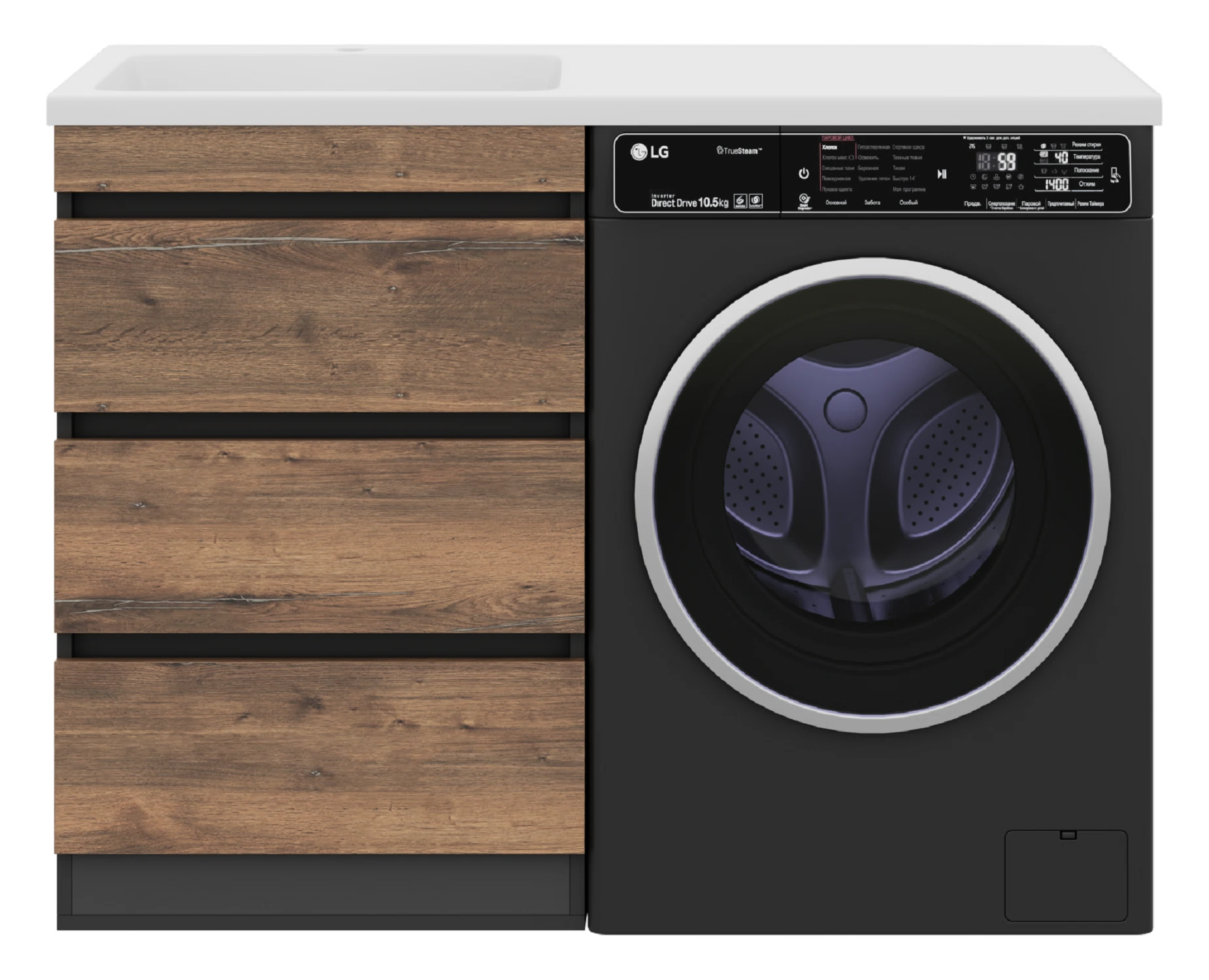 Изображение товара Тумба Коломбо 60 под стиральную машину напол. 3 ящ.+ раковина левая