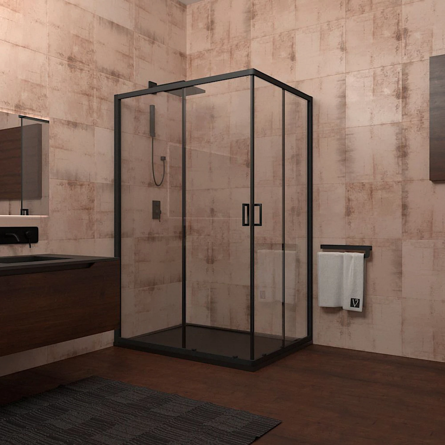 Изображение товара Душевой уголок Veconi Rovigo RV14-12080-01-C5 80x195 см матовый черный стекло