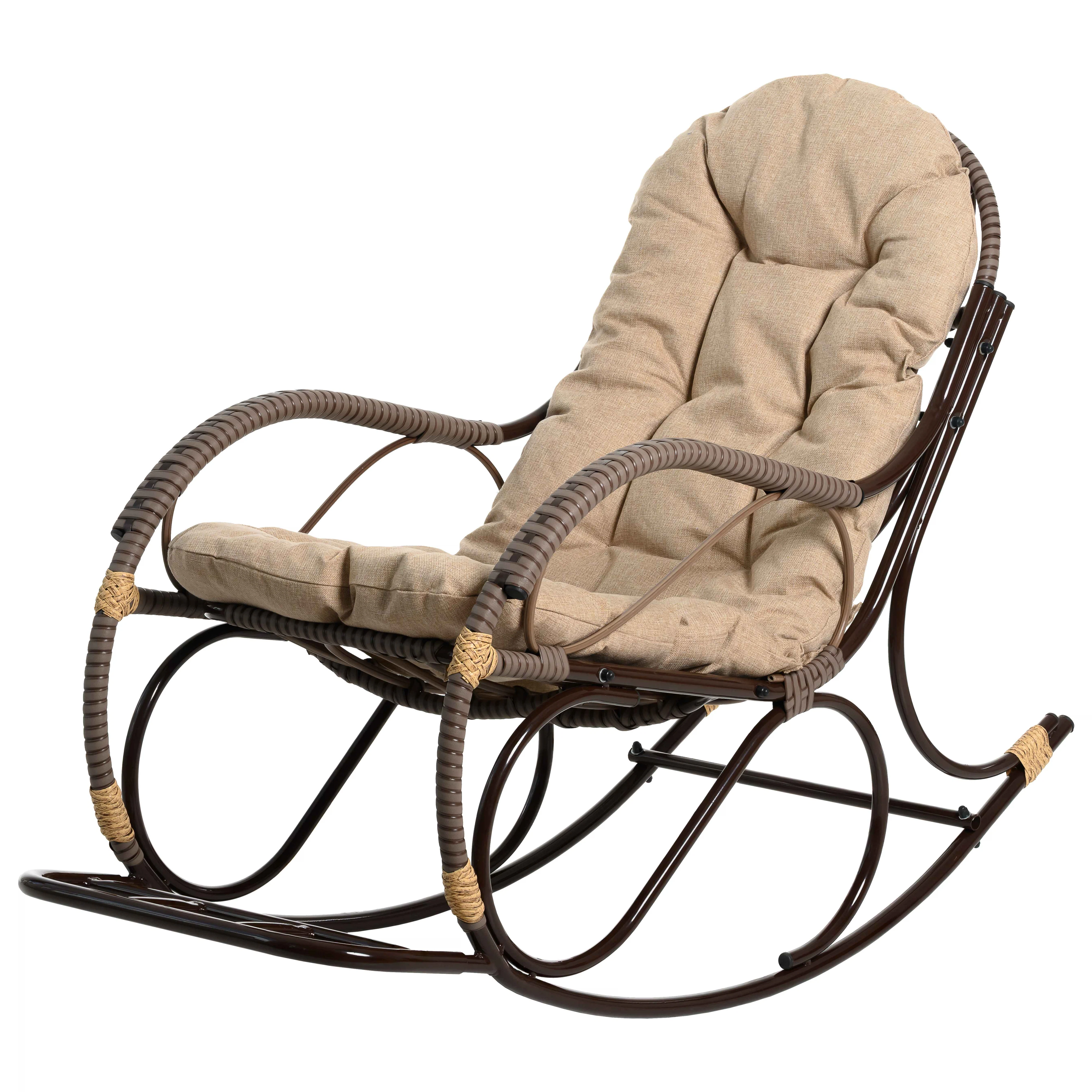 Изображение товара Кресло-качалка из искусственного ротанга с подножкой, разборное, стильное