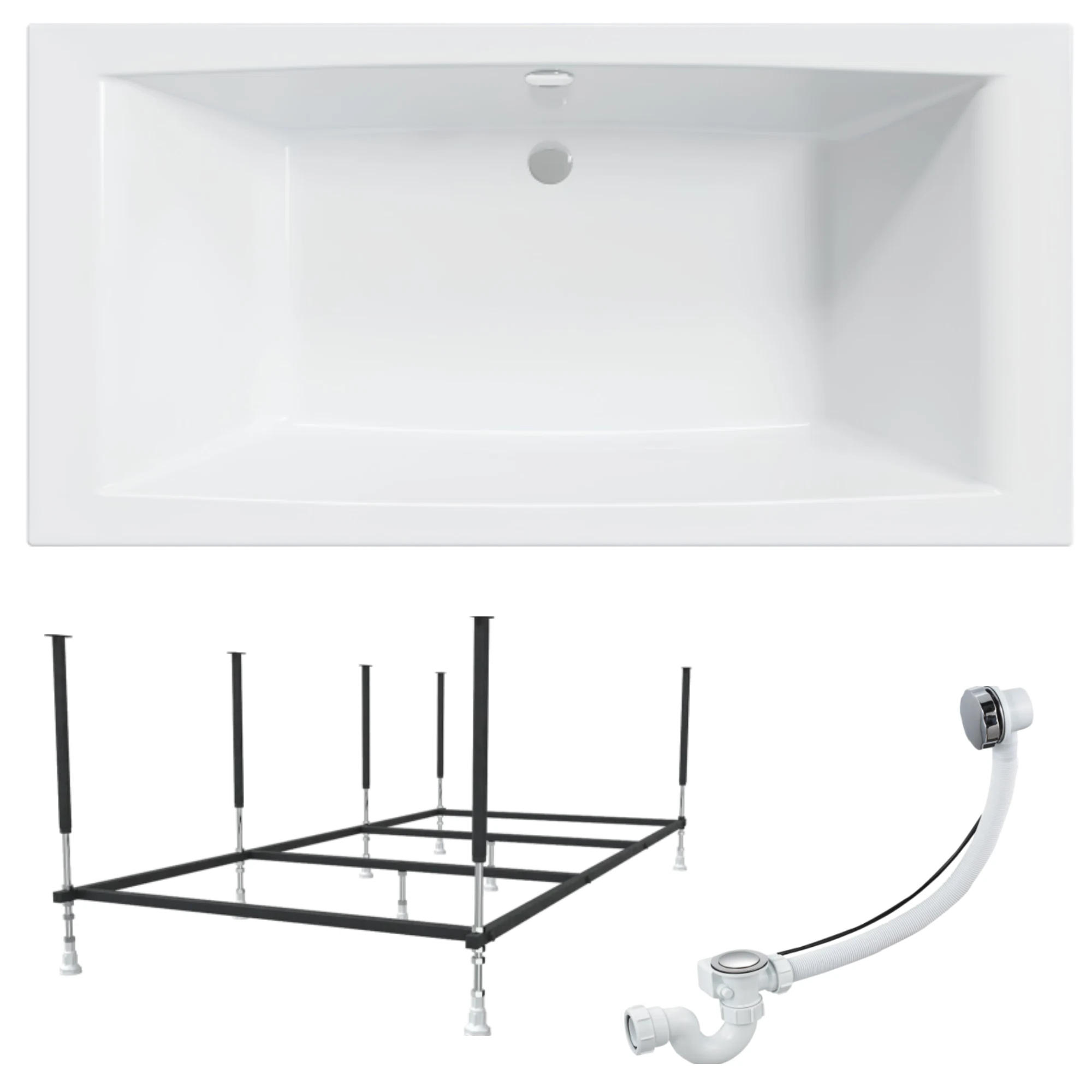 Изображение товара Акриловая ванна 1MARKA AELITA 200x100 прямоугольная с каркасом и сливом