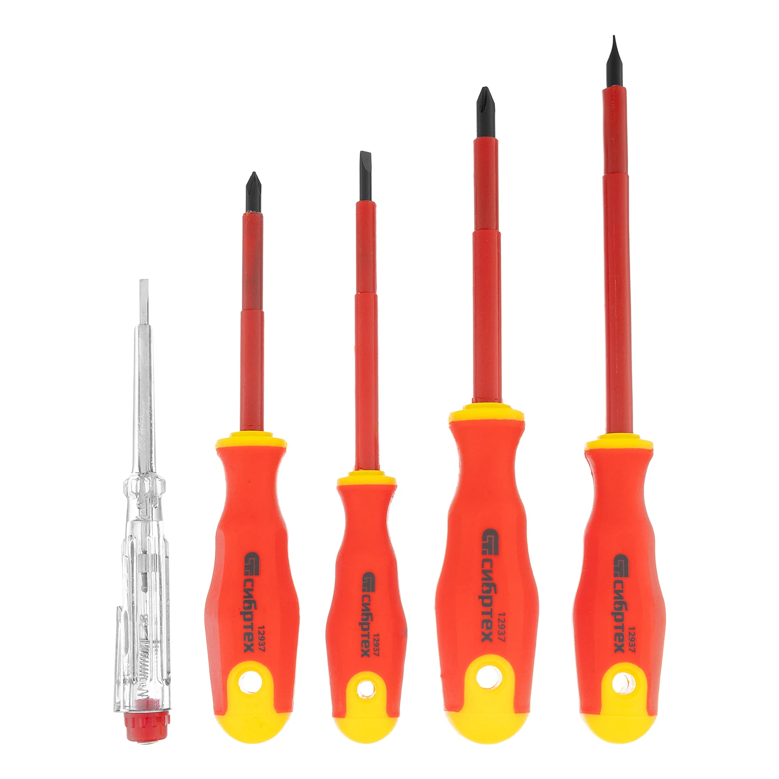 Изображение товара Набор диэлектрических отверток и тестер Сибртех 12937 5 шт CrV