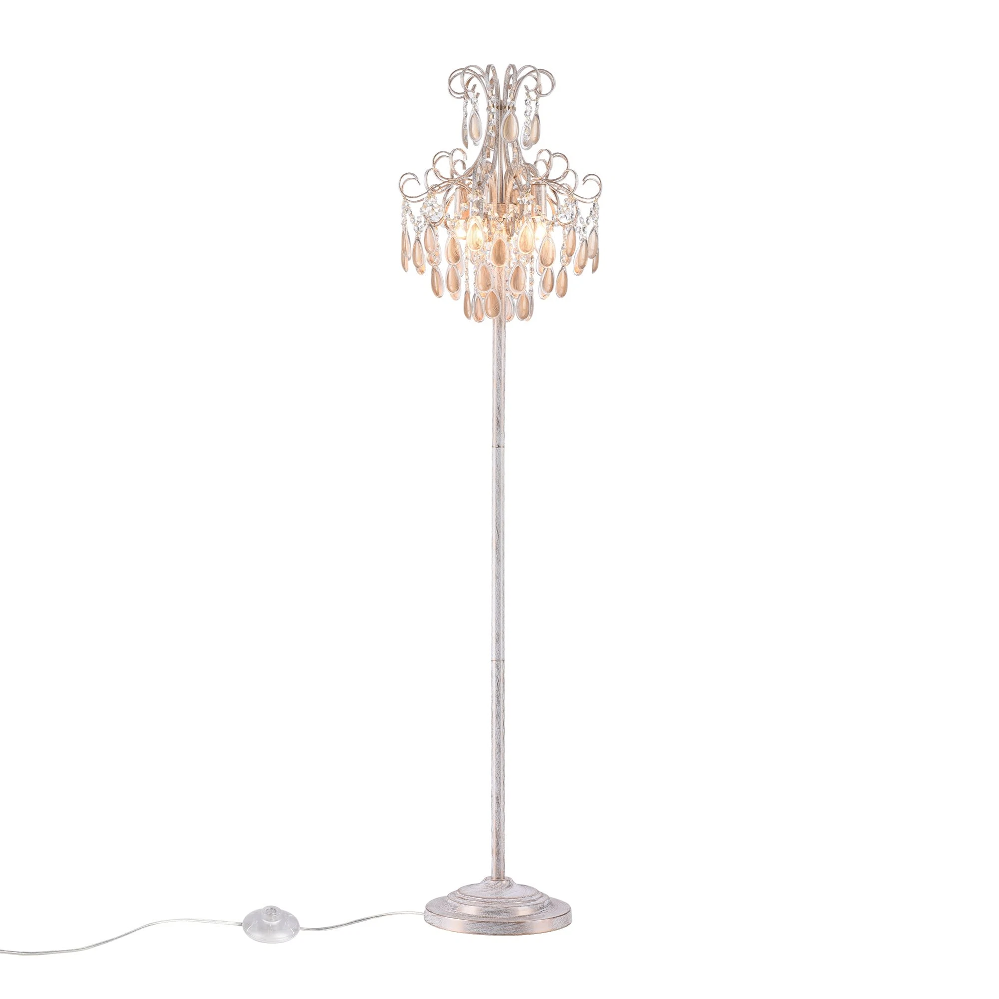 Изображение товара Элегантный торшер Freya Chabrol FR2302FL-04WG с янтарным абажуром, классический стиль