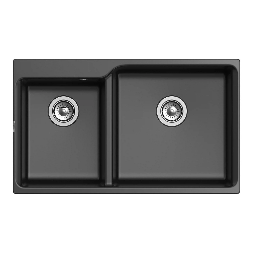 Изображение товара Rivelato AXEL X-90D — кварцевая врезная мойка, антрацит, 2 чаши, 90 см