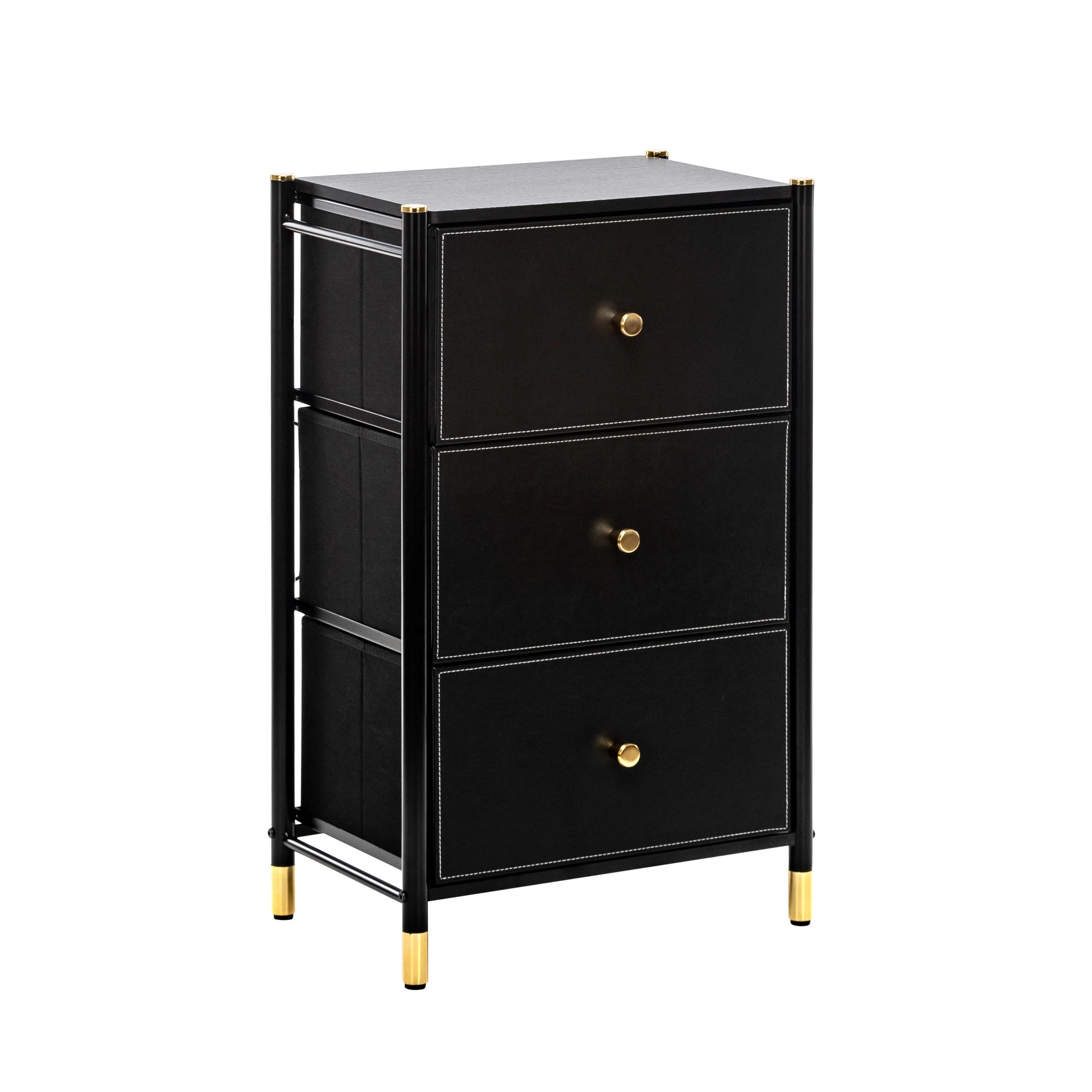 Изображение товара Узкий черный комод Leset Хайди 3 ящика для дома и спальни