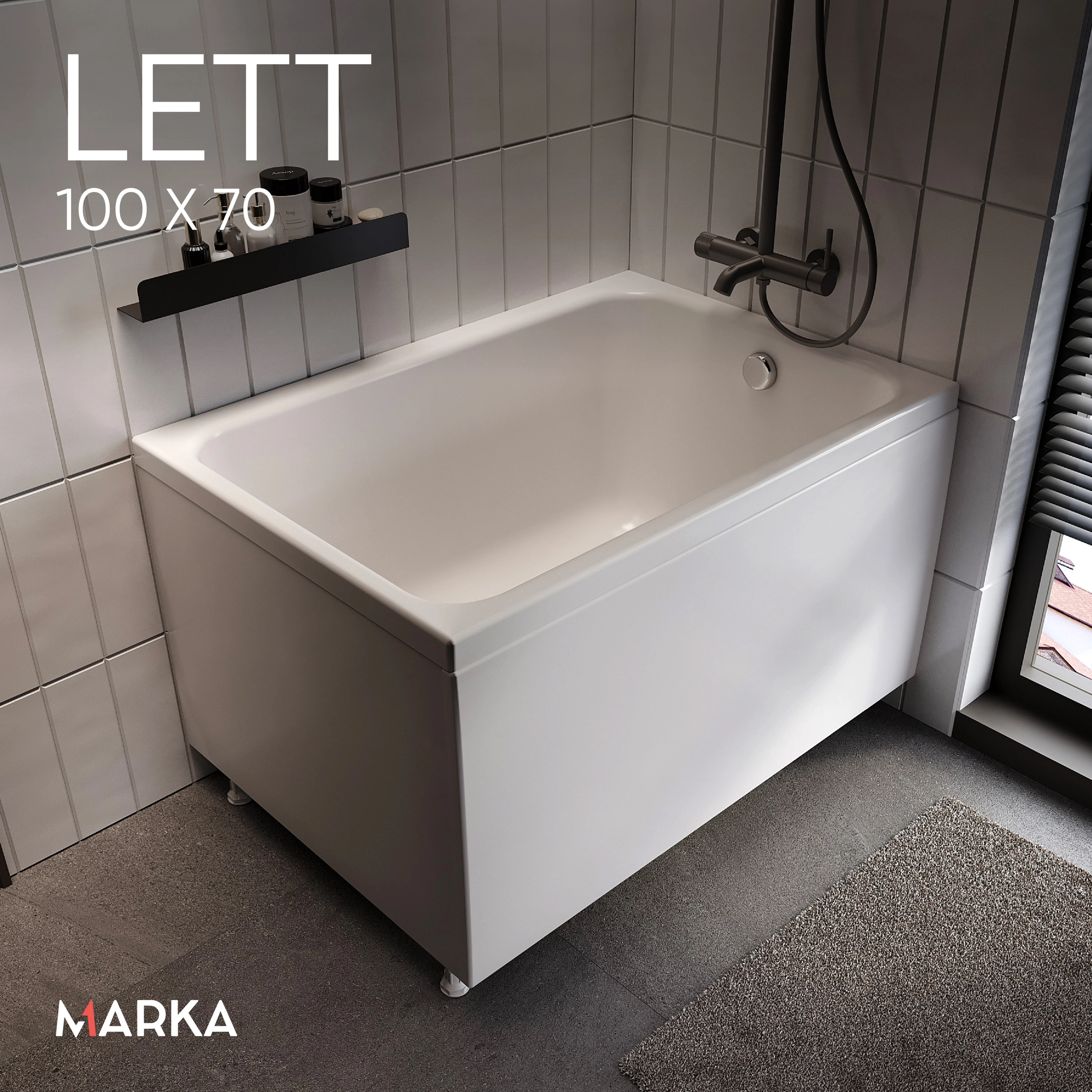 Изображение товара Акриловая ванна Lett 100x70 прямоугольная, компактная модель из акрила