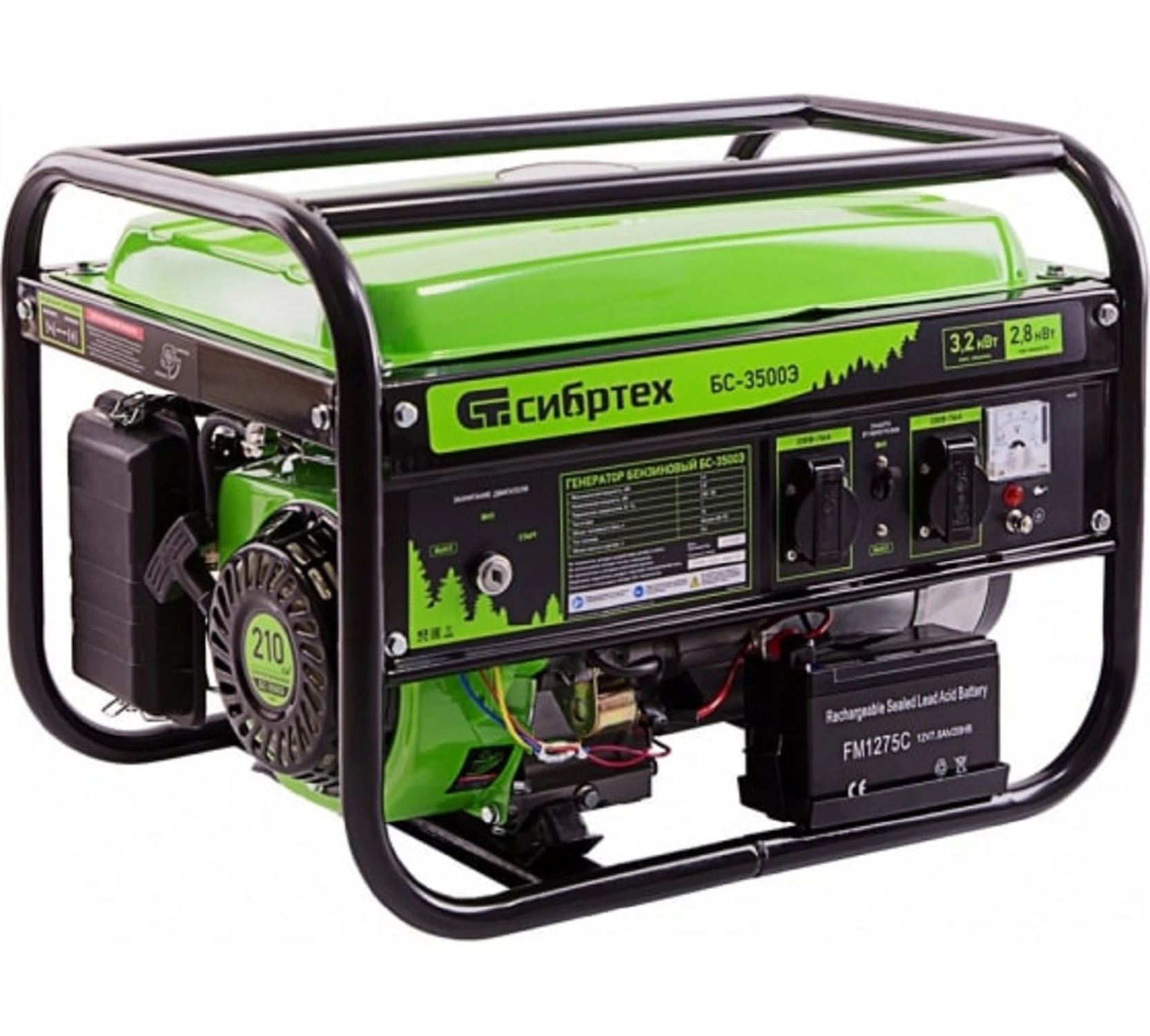 Изображение товара Бензиновый генератор БС-3500Э 3.2 кВт электростартер для автономного электроснабжения