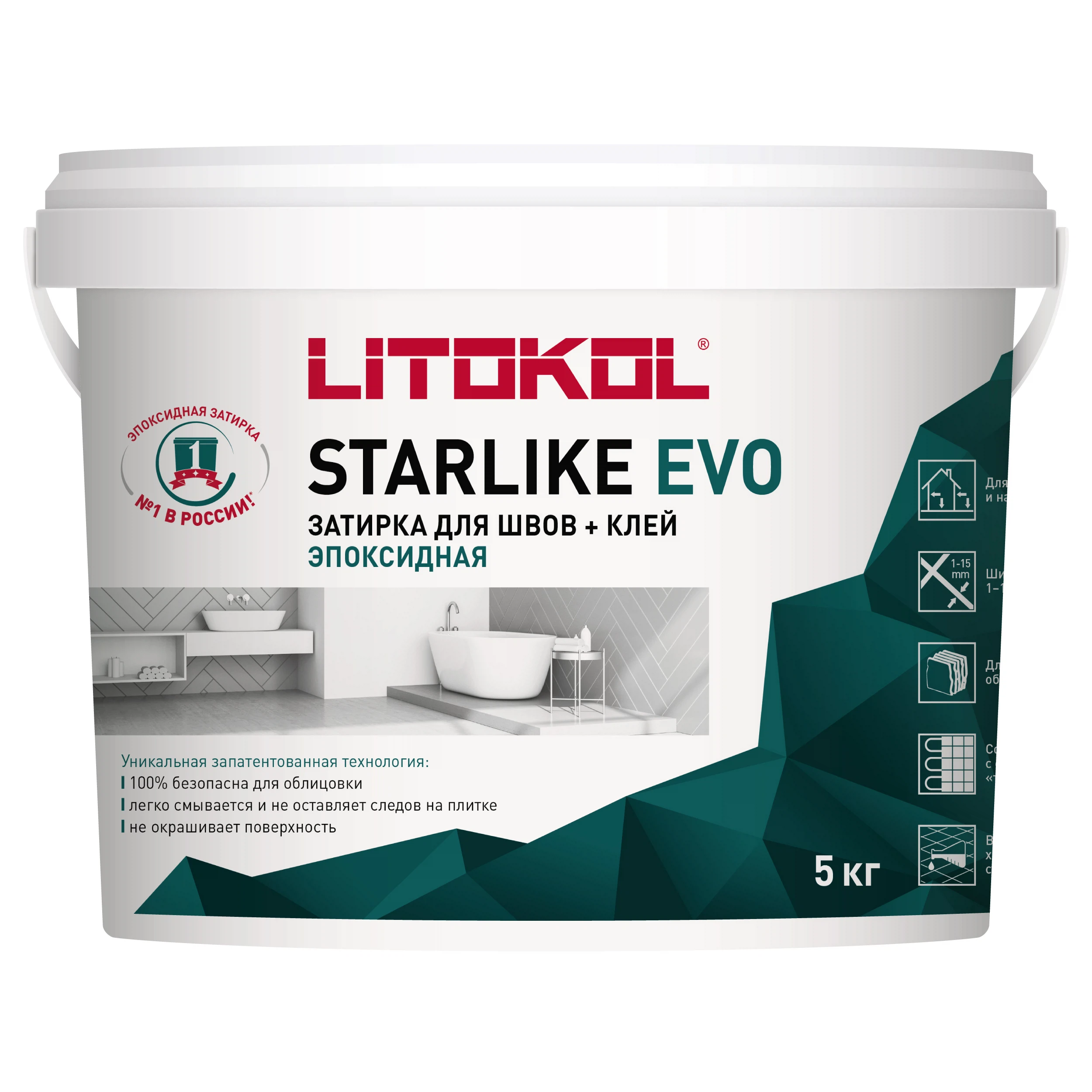 Изображение товара Затирка эпоксидная LITOKOL Starlike EVO, цвет белый S.100, 5 кг