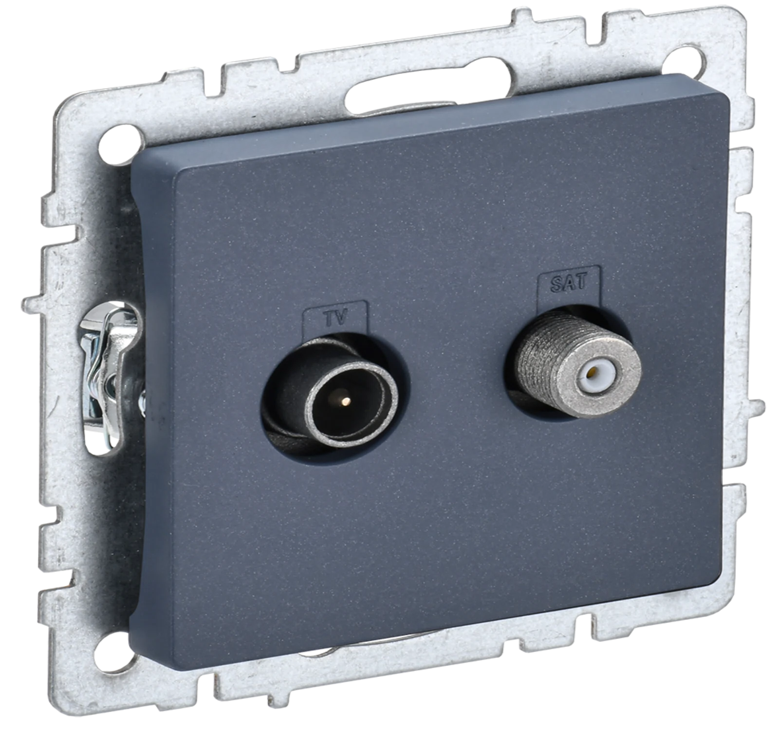 Изображение товара Розетка двойная TV+SAT IEK BRITE BASE Маренго РТВ/РСп12-БрМ.