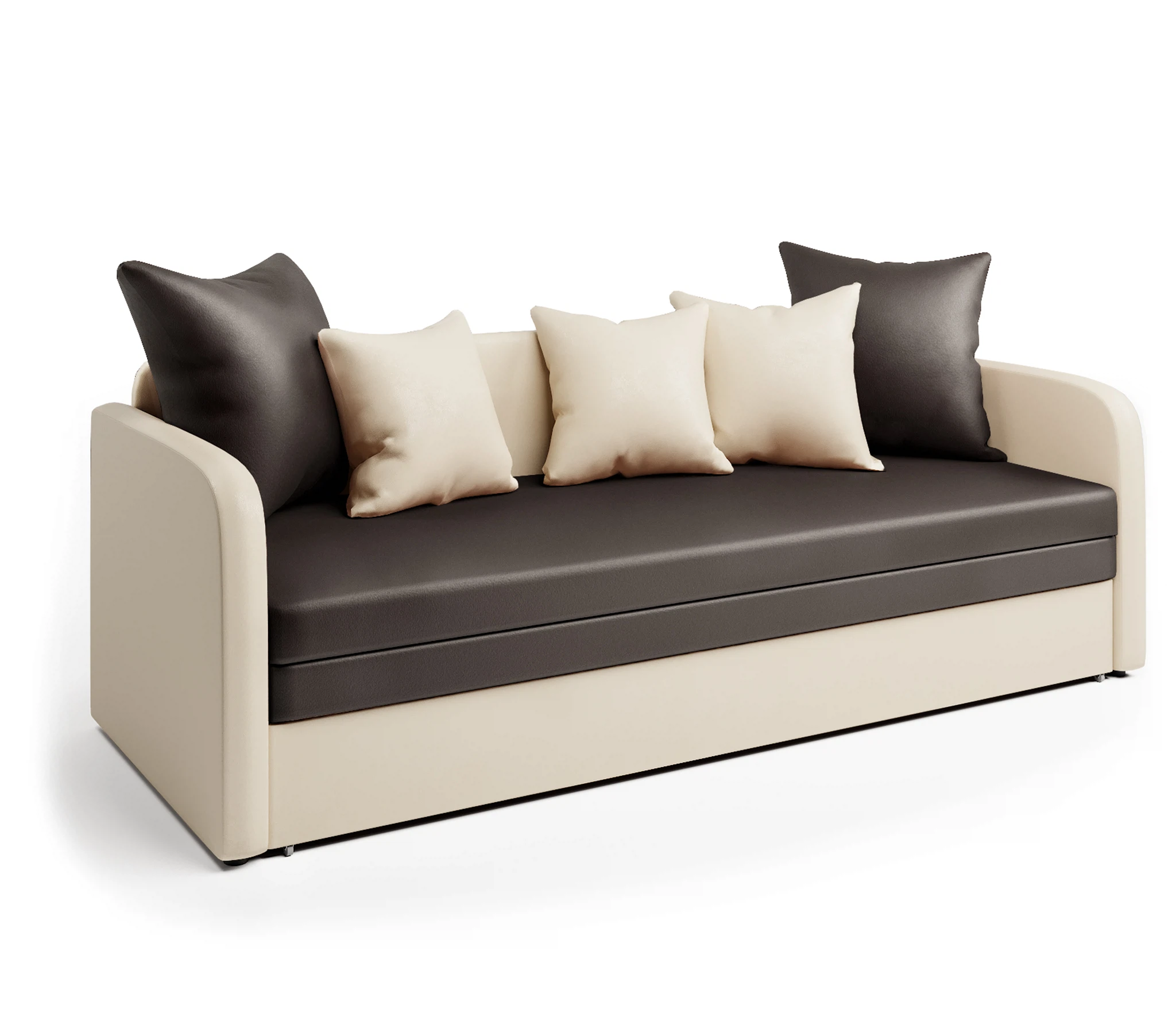 Изображение товара Софа Трио из экокожи беж и шоколад, мебельный дизайн, российский бренд