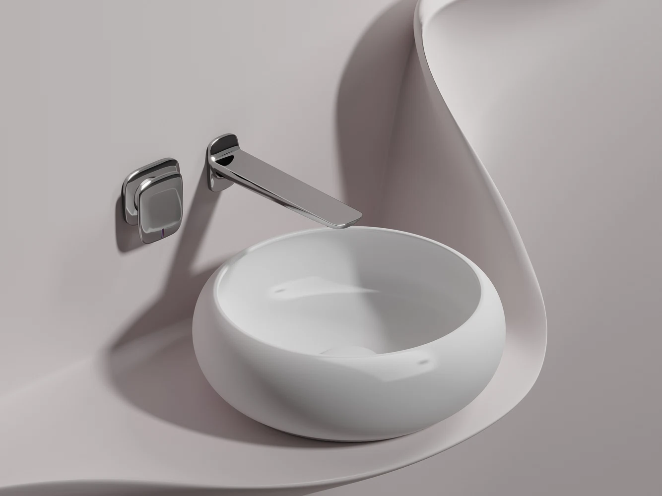 Изображение товара Умывальник чаша накладная круглая из фарфора Белый Матовый 360x360x120мм