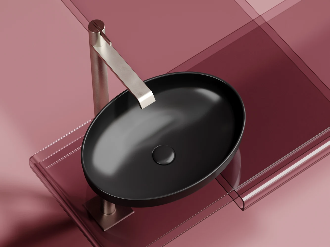 Изображение товара Умывальник накладная овальная Element 502x363x145мм черный матовый