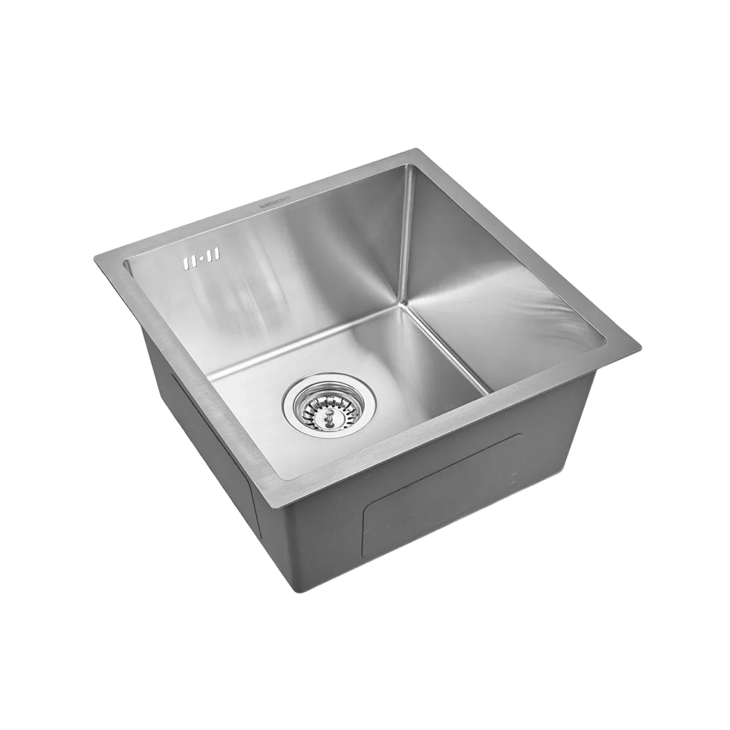 Изображение товара Кухонная мойка из нержавеющей стали WISENT WS34444 44х44 см с сифоном каменная кромка