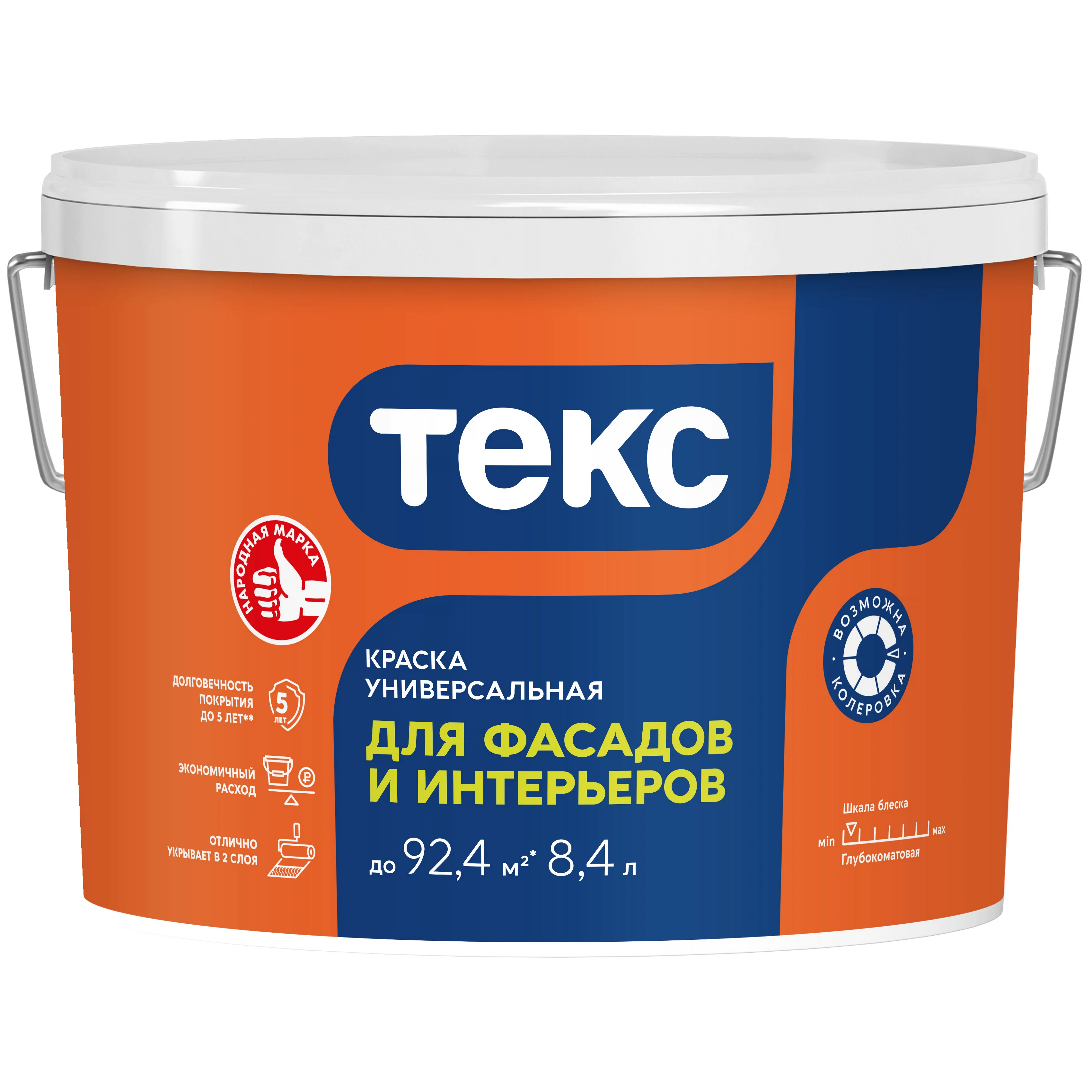Изображение товара Краска для фасадов и интерьеров Текс VVA 8.4л белая, быстро сохнущая, износостойкая