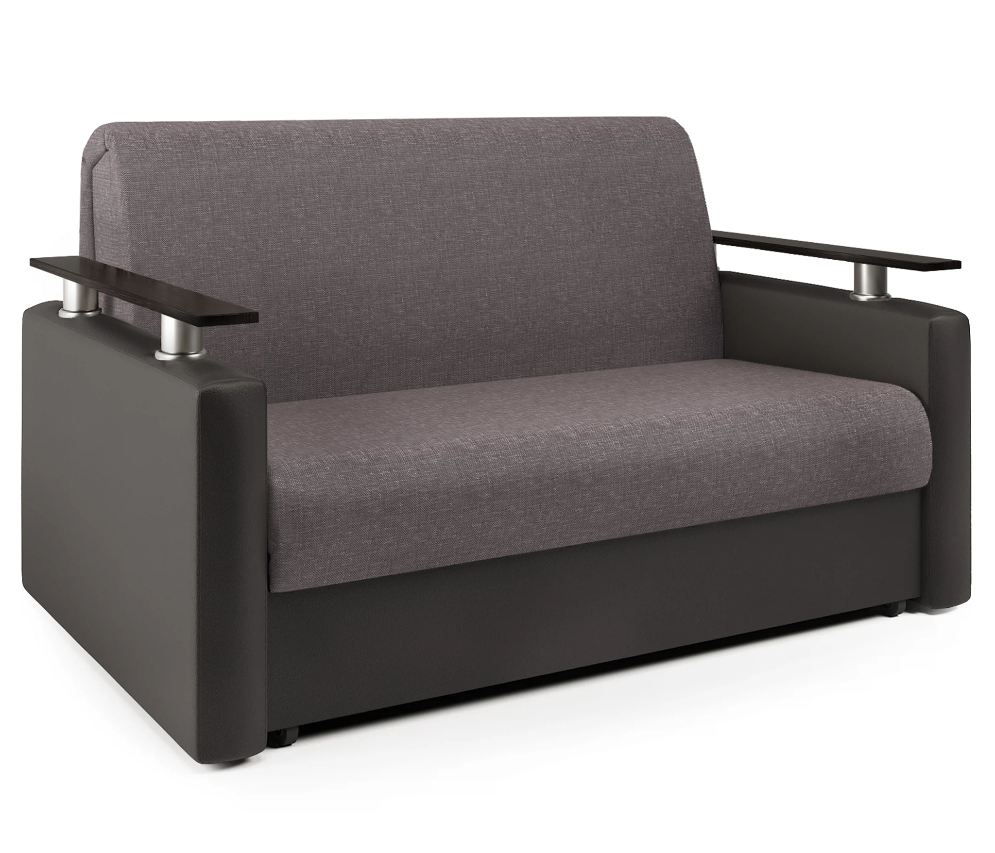 Изображение товара Диван-кровать Гамма Шарм рогожка латте и экокожа шоколад стильный и практичный