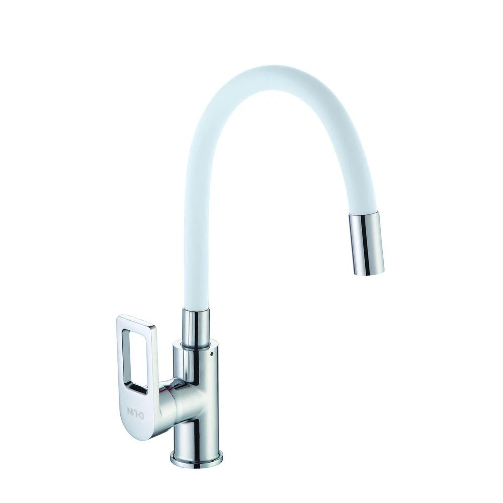 Изображение товара Смеситель для кухни с гибким изливом D-Lin D155308-3, хром/белый