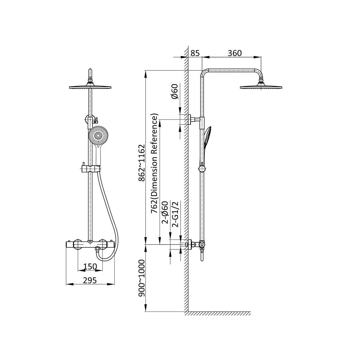 Изображение товара Esse VSFS-1E0TMB термостатическая душевая стойка черная