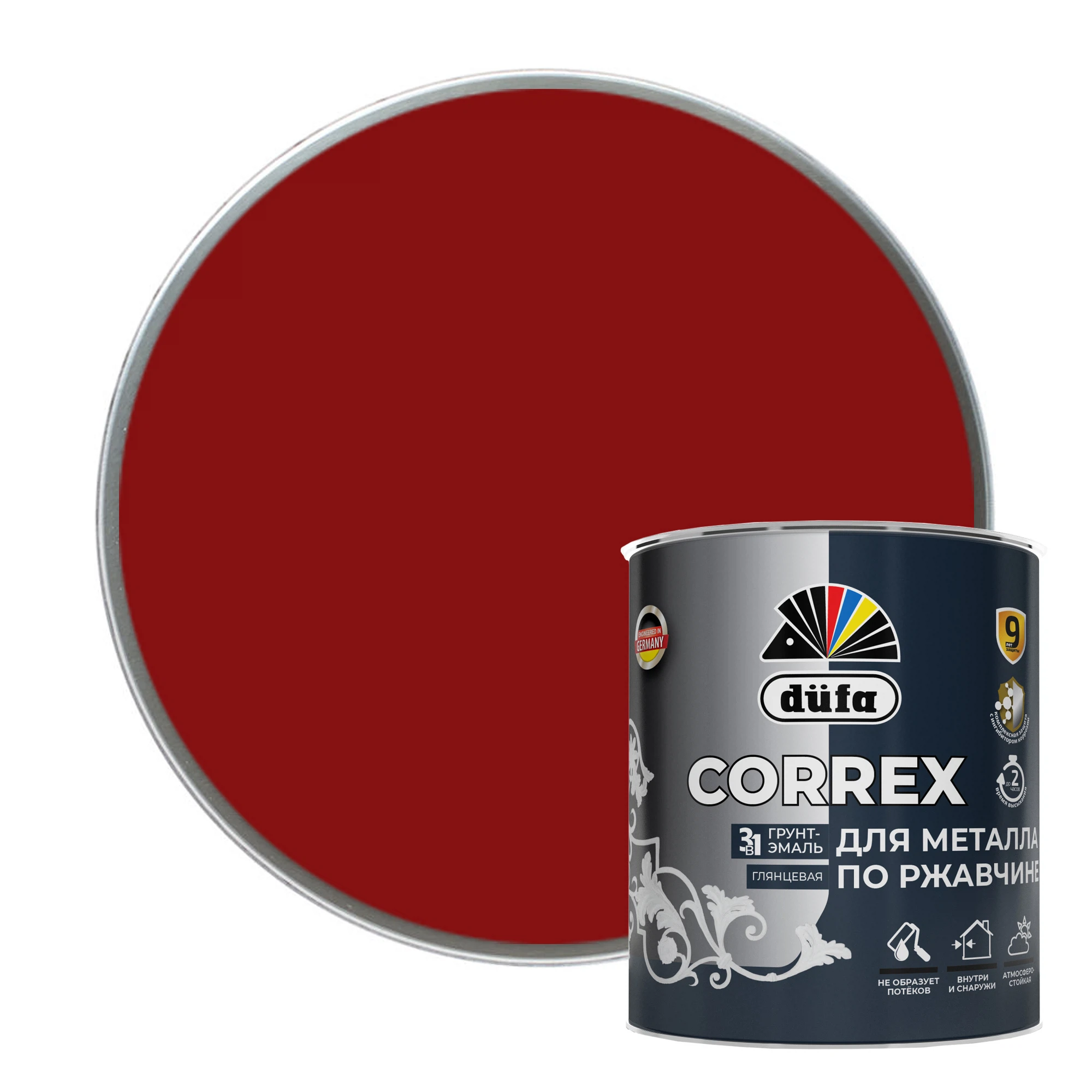 Изображение товара Грунт-эмаль CORREX 3 в 1 для металла по ржавчине RAL-3011 0.75л