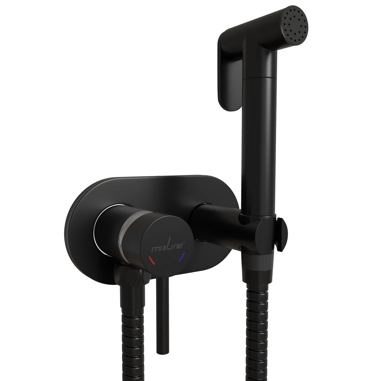 Изображение товара Смеситель с гигиенической лейкой 25k MIXLINE ML31-085BL "Ray" встраиваемый ЧЕРНЫЙ