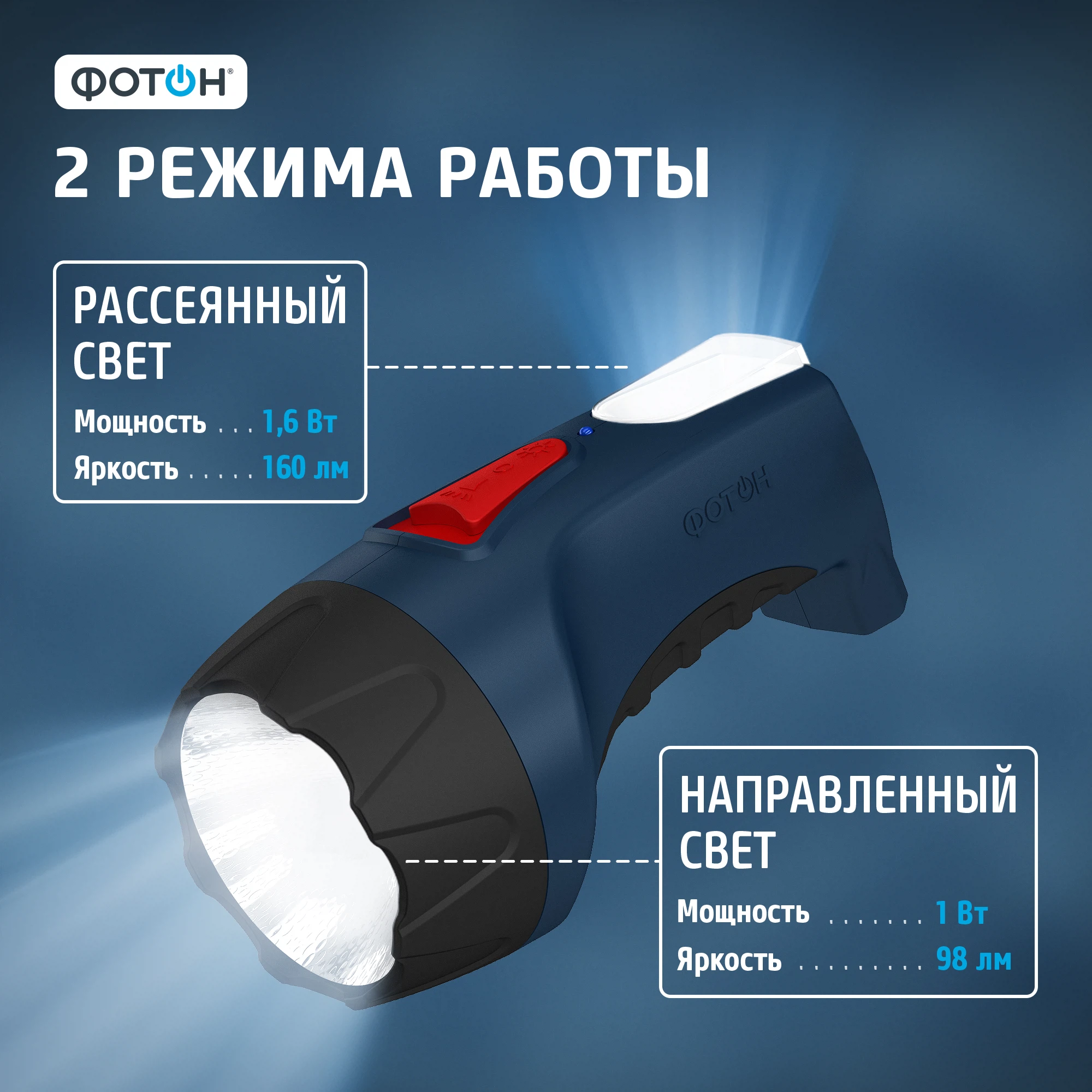 Изображение товара Фонарь аккумуляторный ФОТОН 22344 РМ-1500 Red 1W