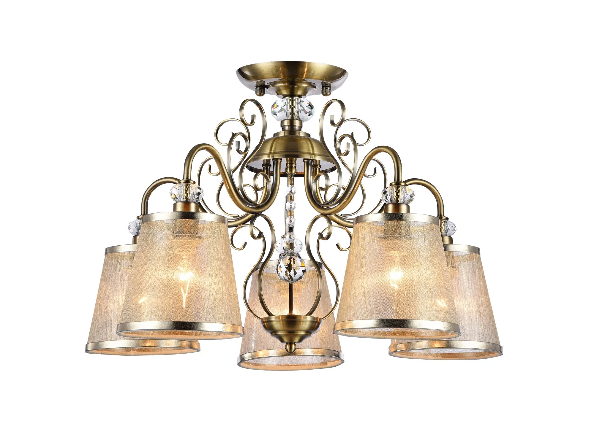 Изображение товара Люстра потолочная Freya Driana FR2405-PL-05-BZ в стиле модерн из металла с органзовыми абажурами