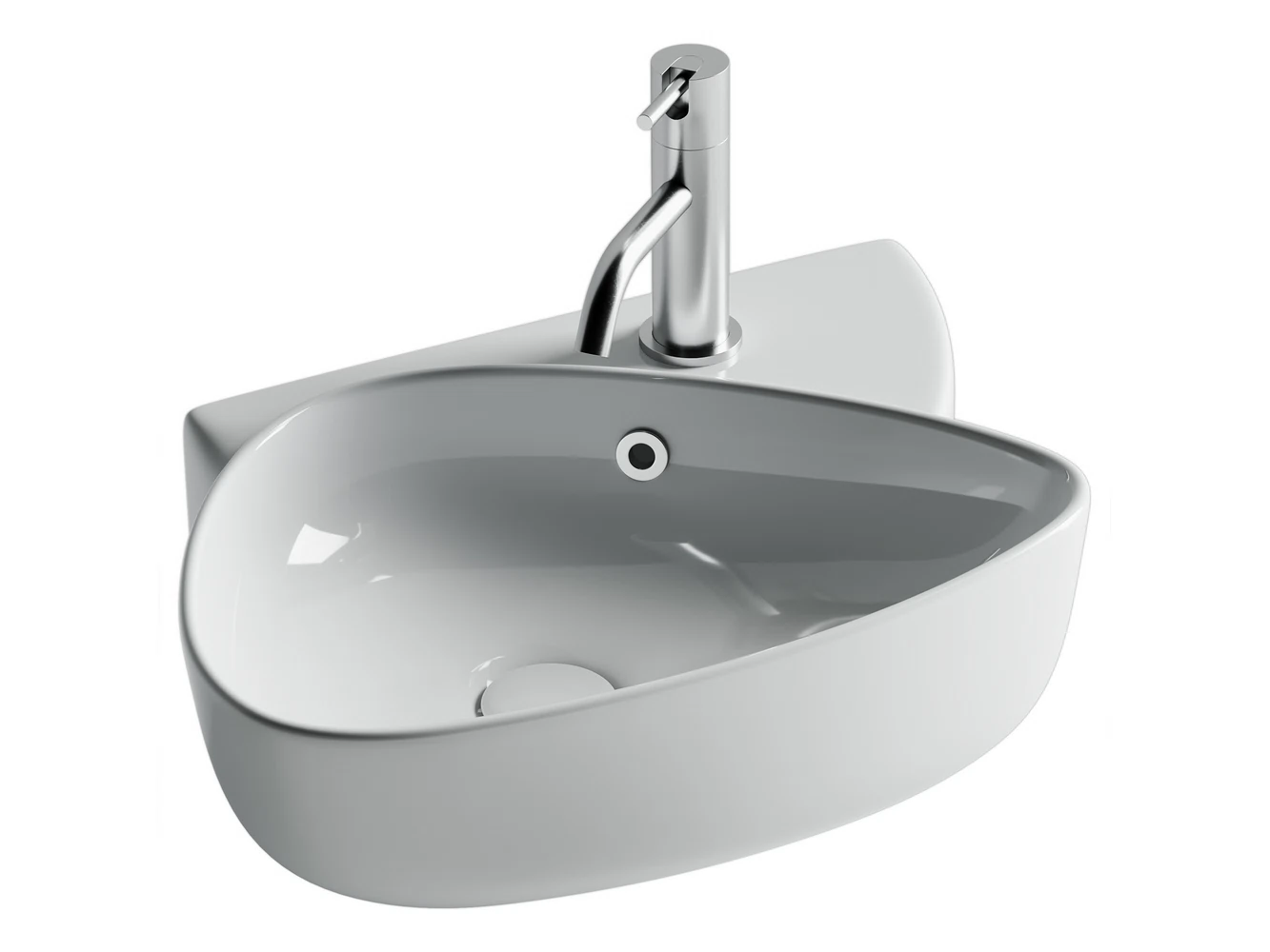 Изображение товара Подвесная раковина с отверстием под смеситель 495x350 мм белая Ceramica Nova