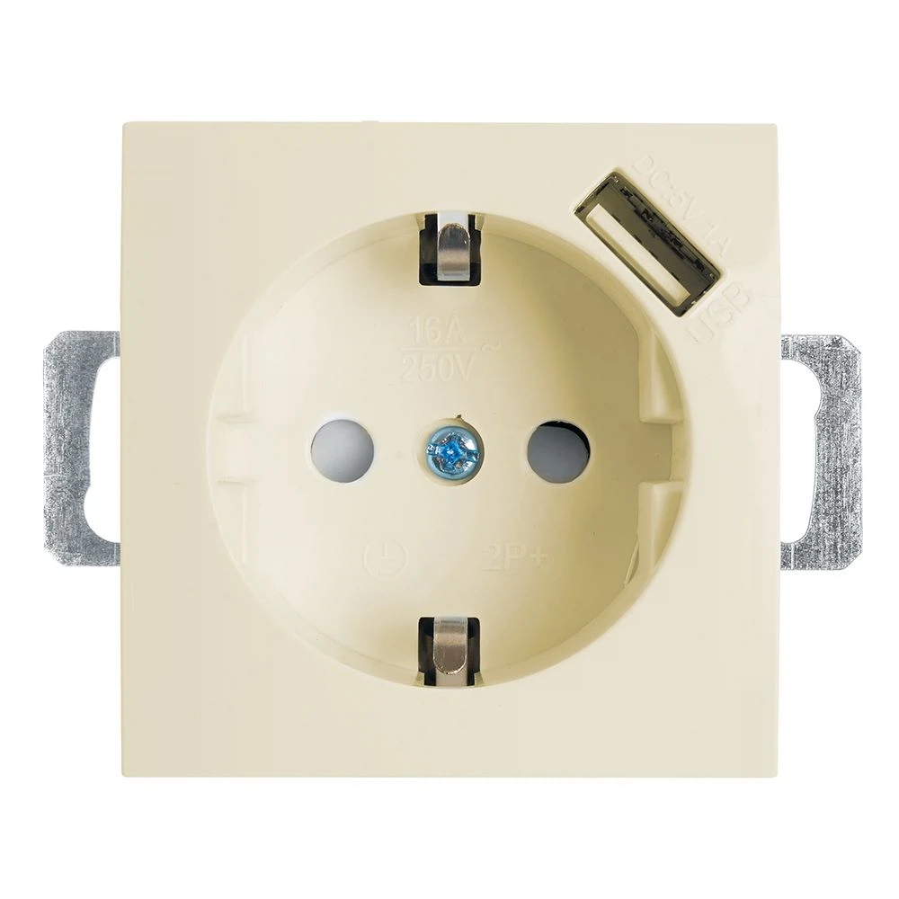 Изображение товара Розетка 1-местная с USB STEKKER Эрна слоновая кость