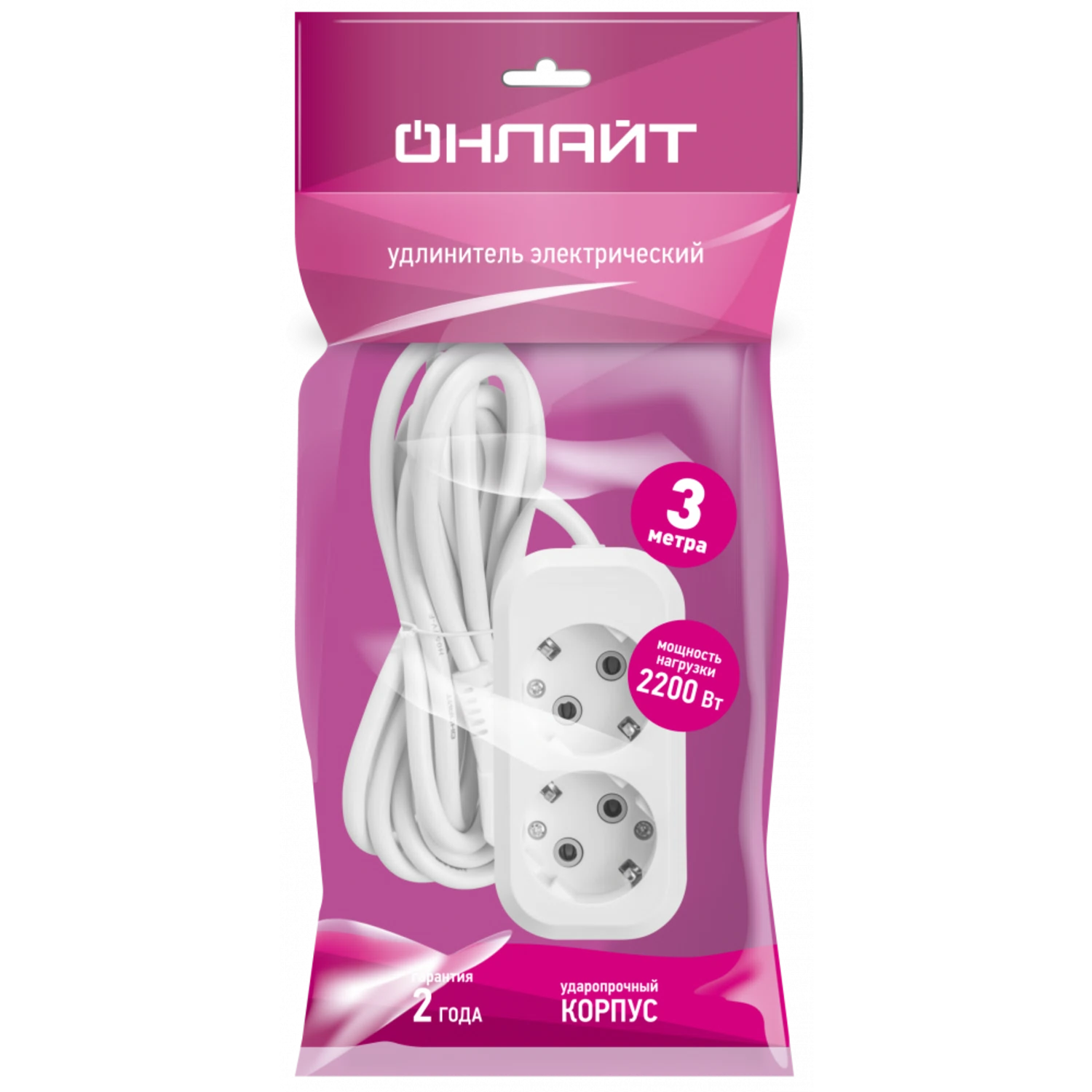 Изображение товара Удлинитель ОНЛАЙТ 90 789 OPE-S-02-300-E-3x0.75 с заземлением