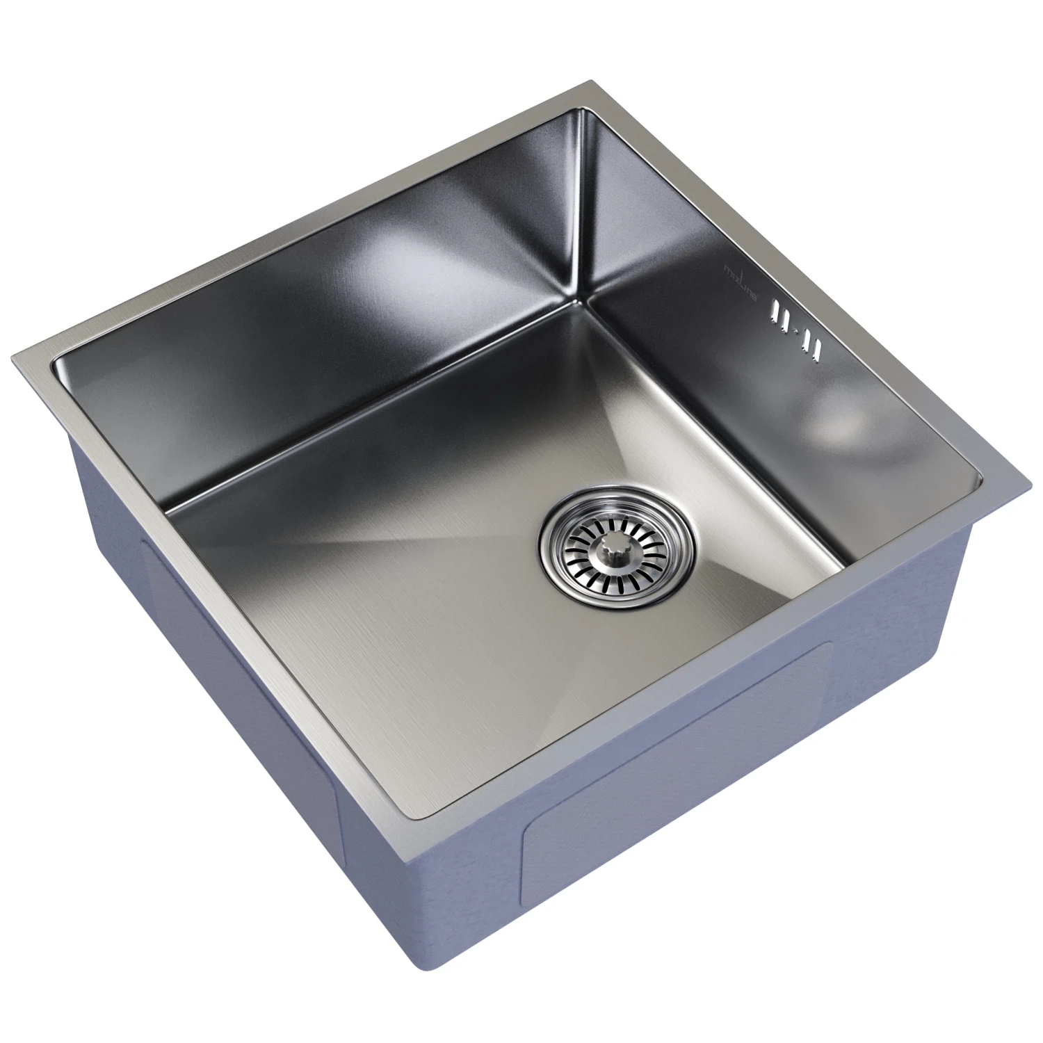Изображение товара Мойка подст.монтаж 50х50 (3,0) вып 3 1/2  MIXLINE PRO 20см с сифоном (сатин)