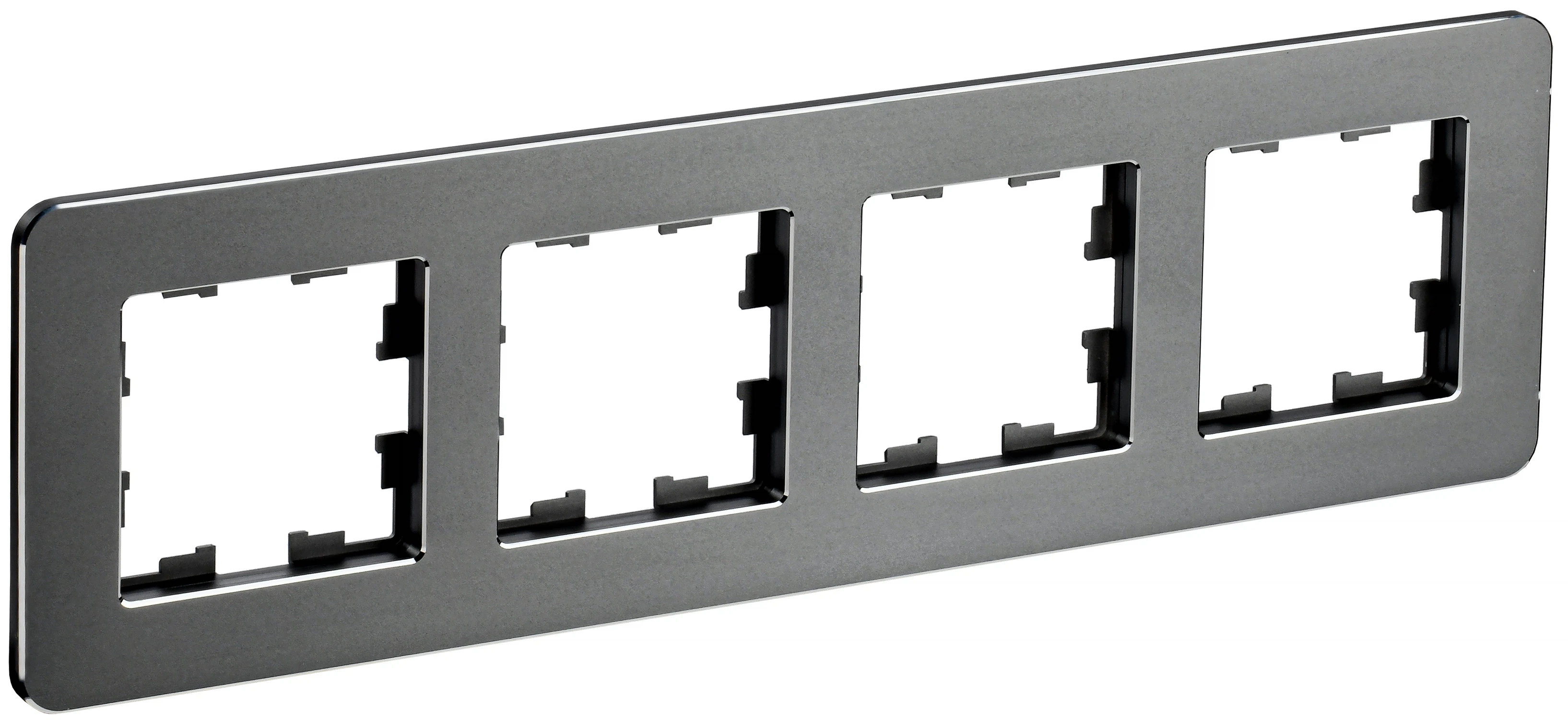 Изображение товара Рамка IEK BRITE DECOR Титан металл. скругл.угол 4-м РУ-4-1-Бр RE.