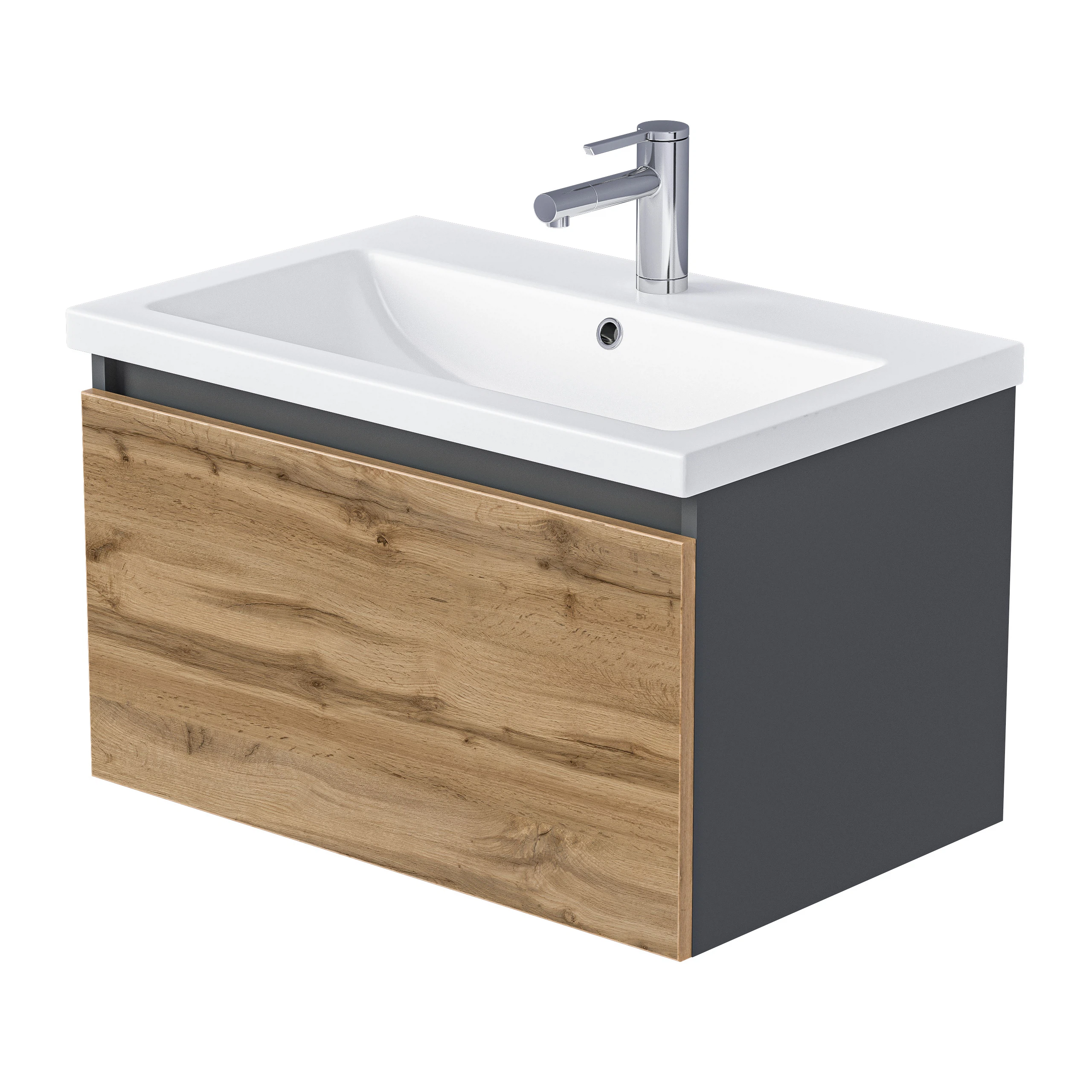 Изображение товара Тумба Aris mini 60П (590х400х447) 1я антрацит/дуб крафт золотой