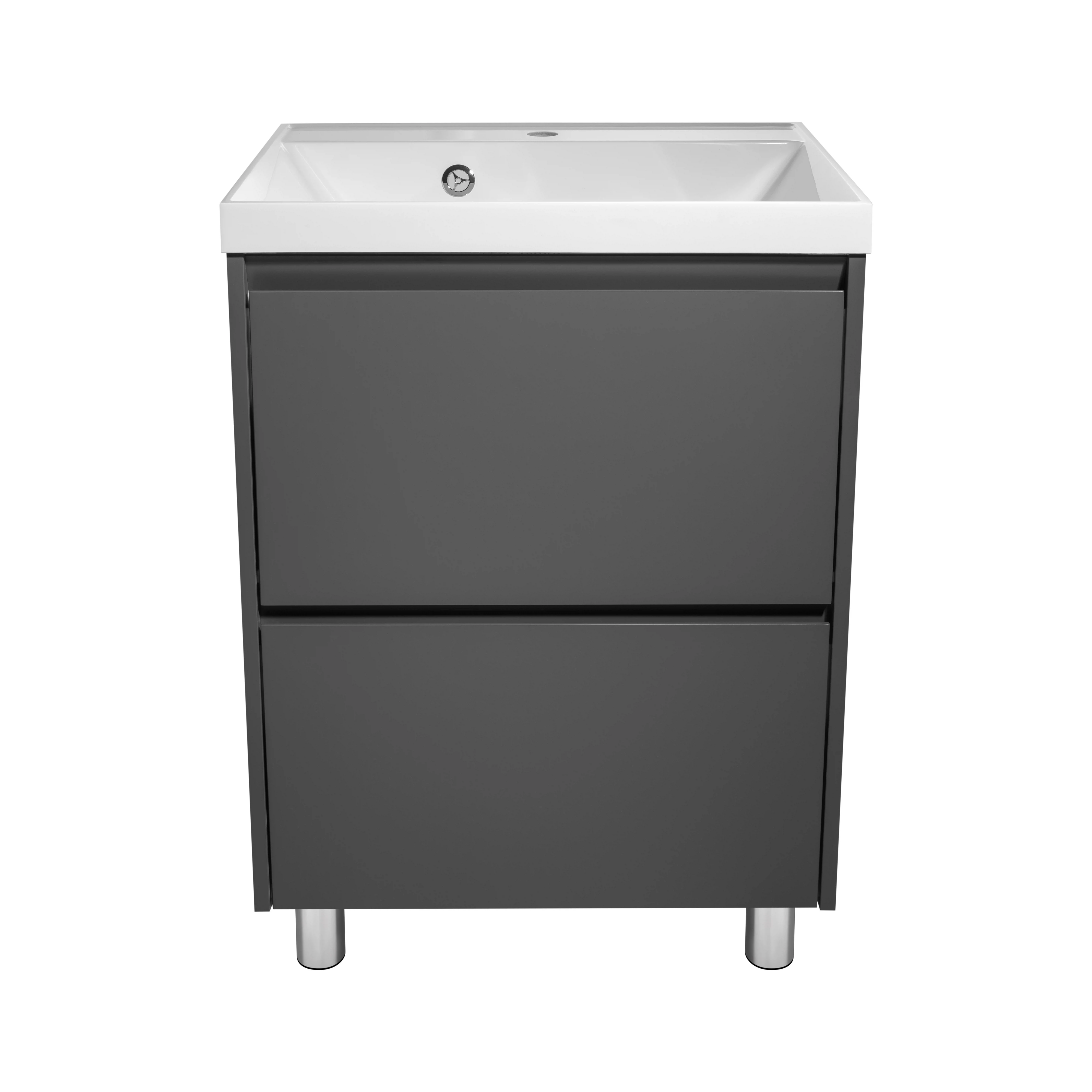 Изображение товара Тумба напольная "Борнео 60", 2 ящ., Люкс графит матовый, Стандарт 60 / Азур 60, SP-00001385