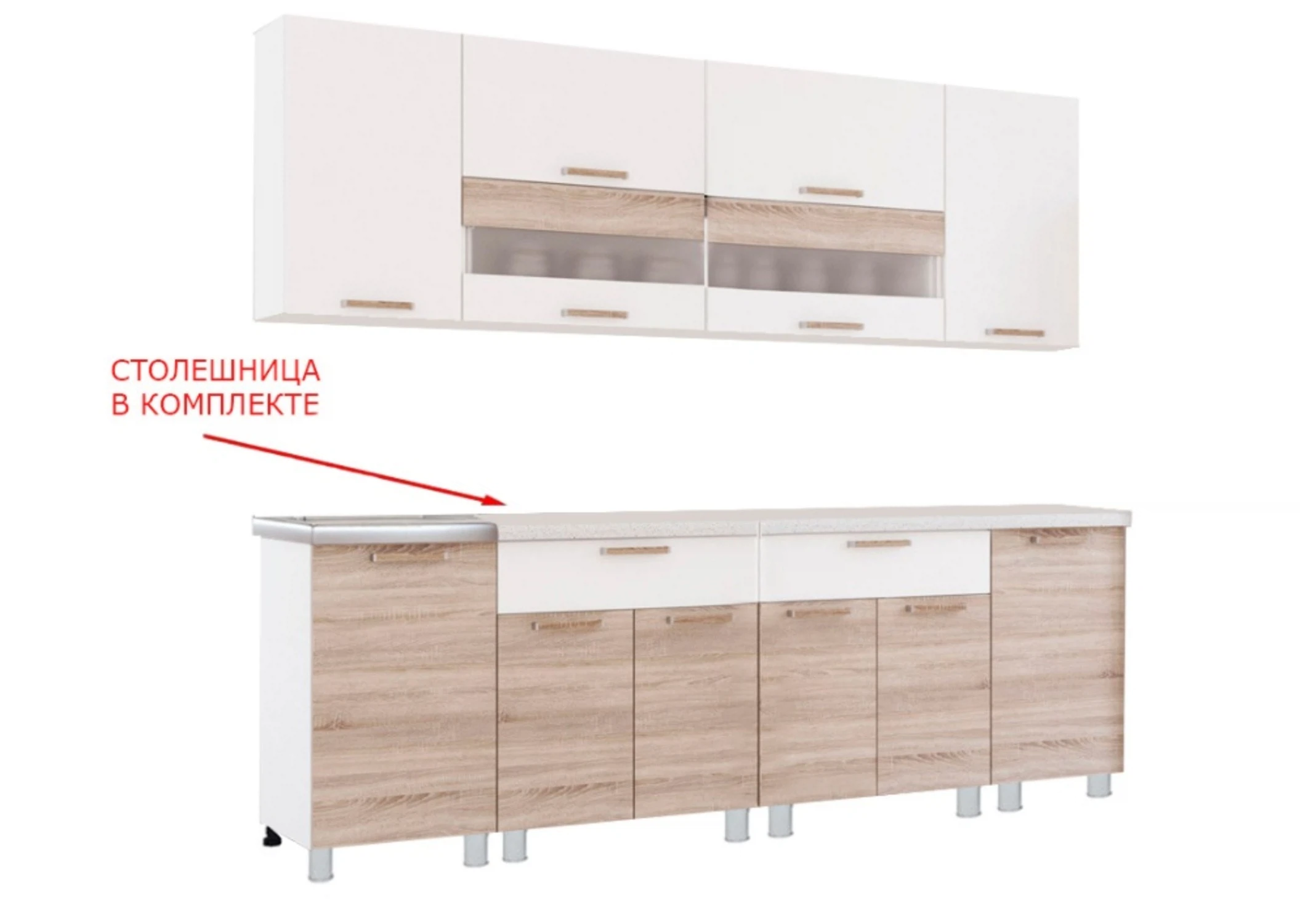 Изображение товара Готовая кухня Айсбери 2,4 м в цвете дуб сонома, белый
