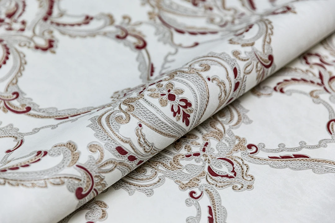 Изображение товара Обои виниловые Kerama Marazzi Ориент мотив 10 м, белый красный, текстура