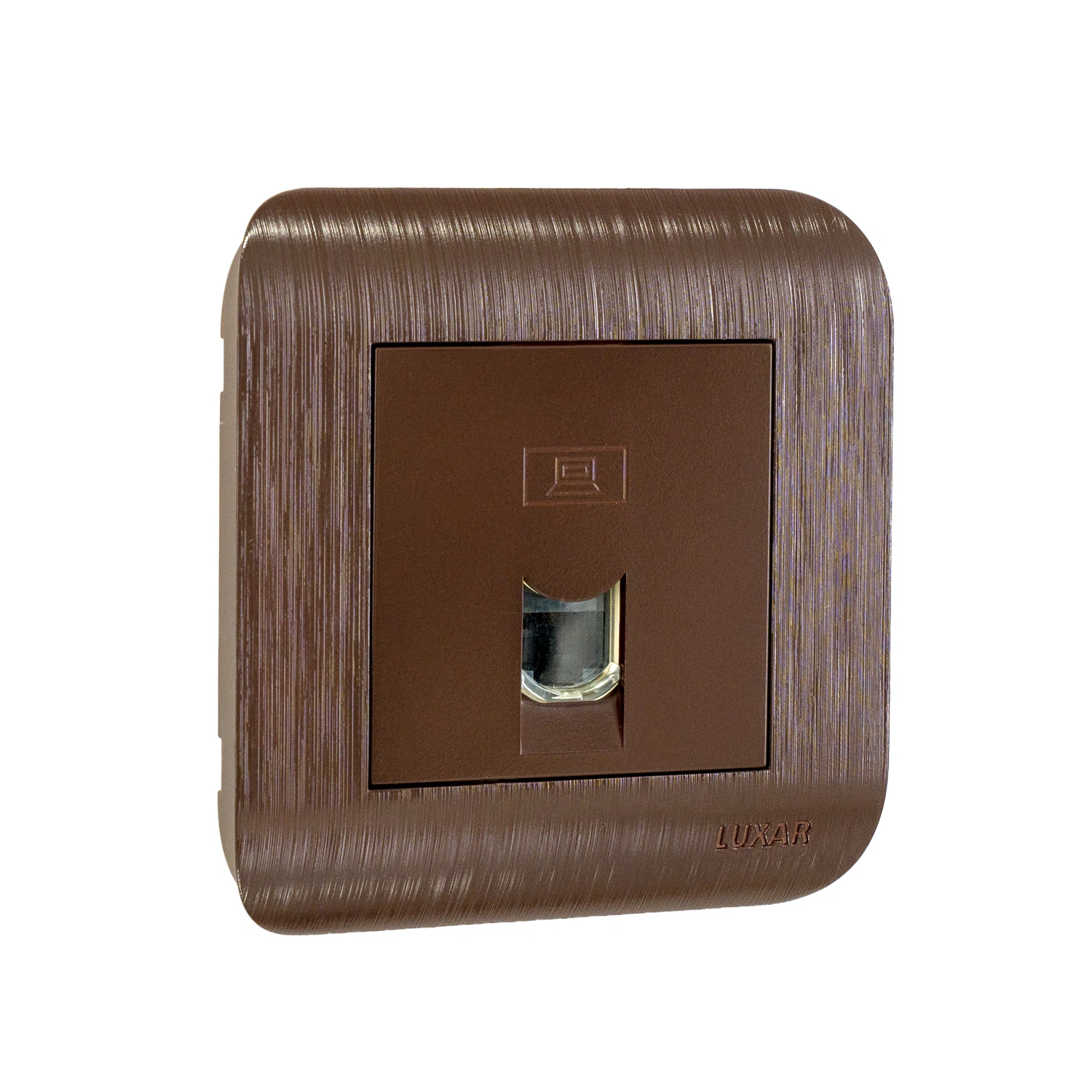 Изображение товара Розетка LUXAR Deco с RJ-45 скрытая монтаж шоколадная рифленая рамка