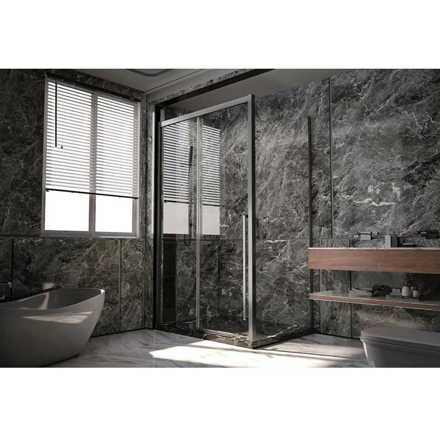 Изображение товара Боковая панель Veconi Premium Trento SP-30GR для душевого уголка стекло 900 мм