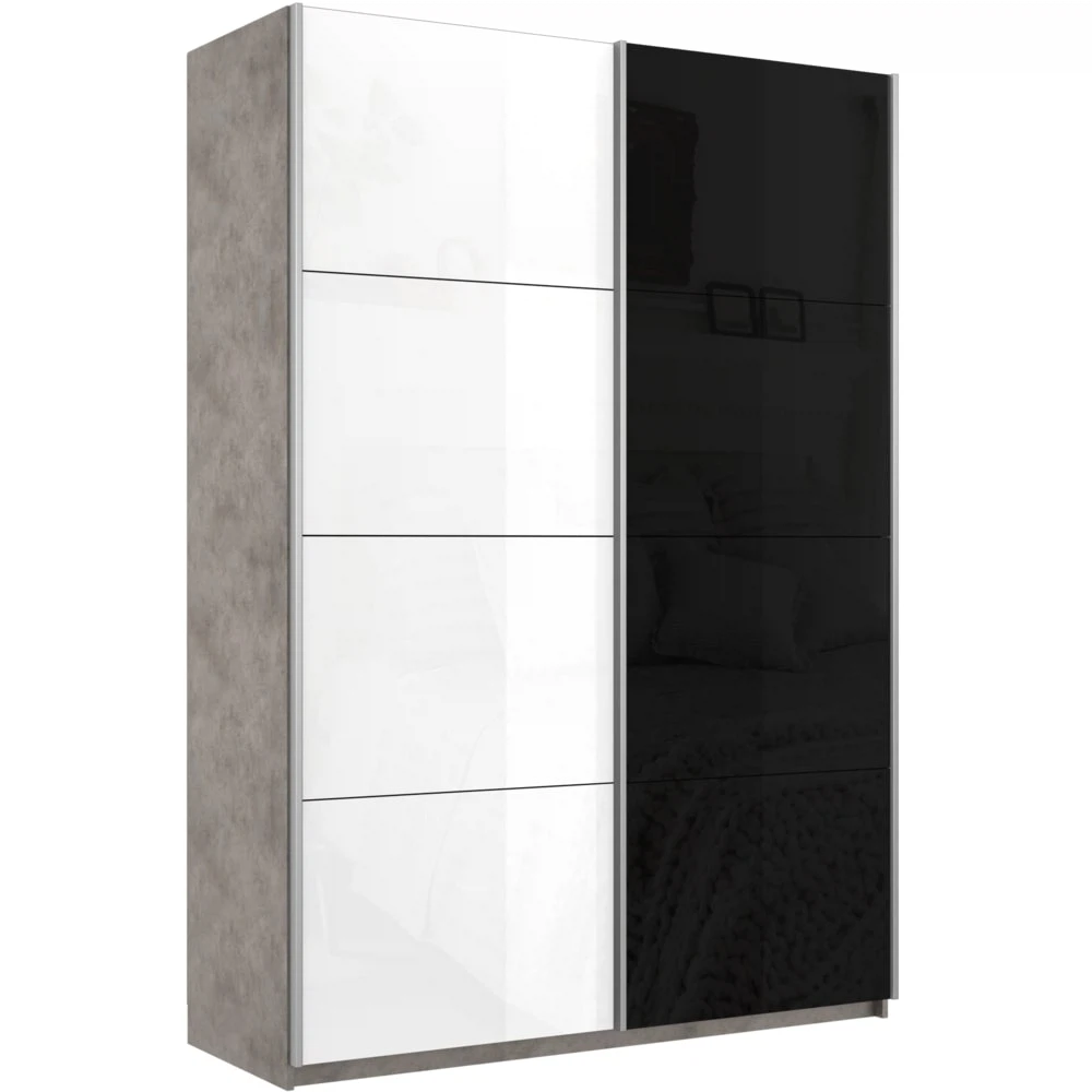Изображение товара Шкаф-купе Прайм 2-х дверный со стеклом белое и черное для современного интерьера