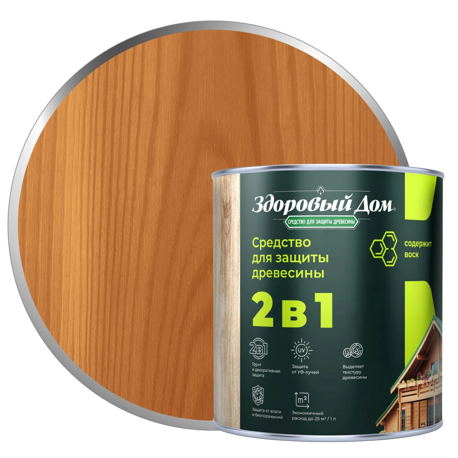 Изображение товара Деревозащитное средство Здоровый Дом 2в1 Тик 0,8л Л-С 9592411