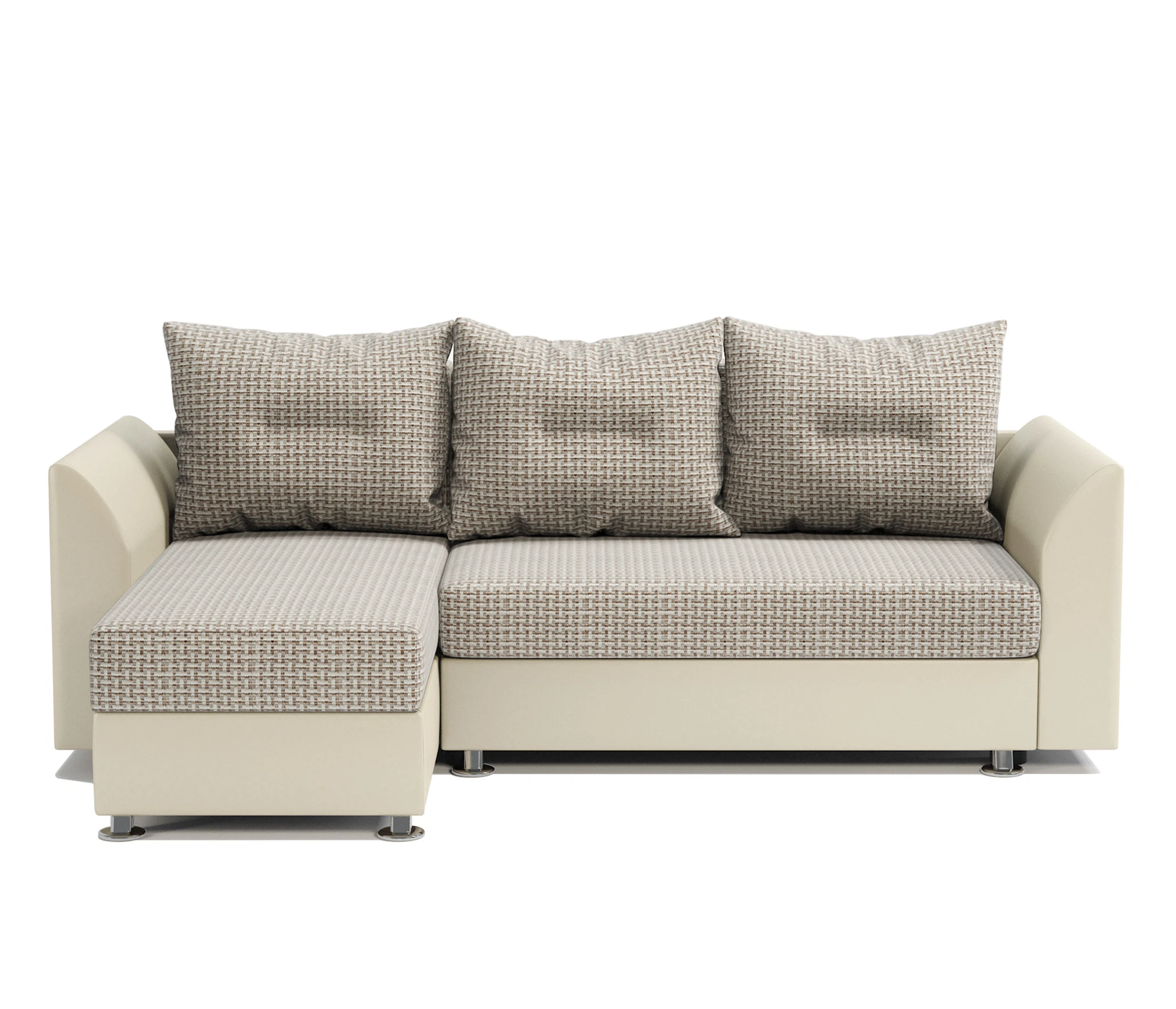 Изображение товара Угловой диван Ария Скала левый Корфу беж и экокожа беж  комфортный стильный и практичный