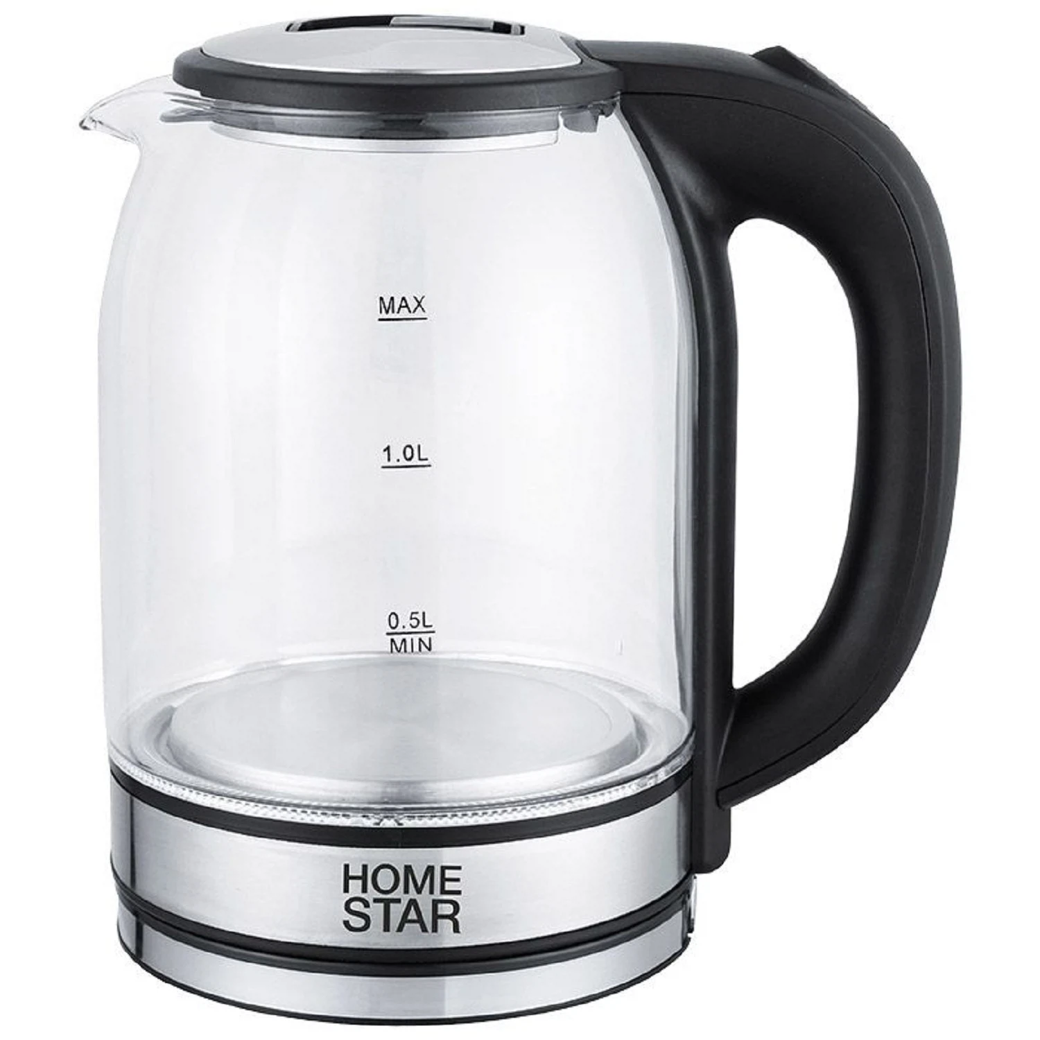 Изображение товара Чайник Homestar HS-1042 стеклянный 1,8 л с подсветкой черный