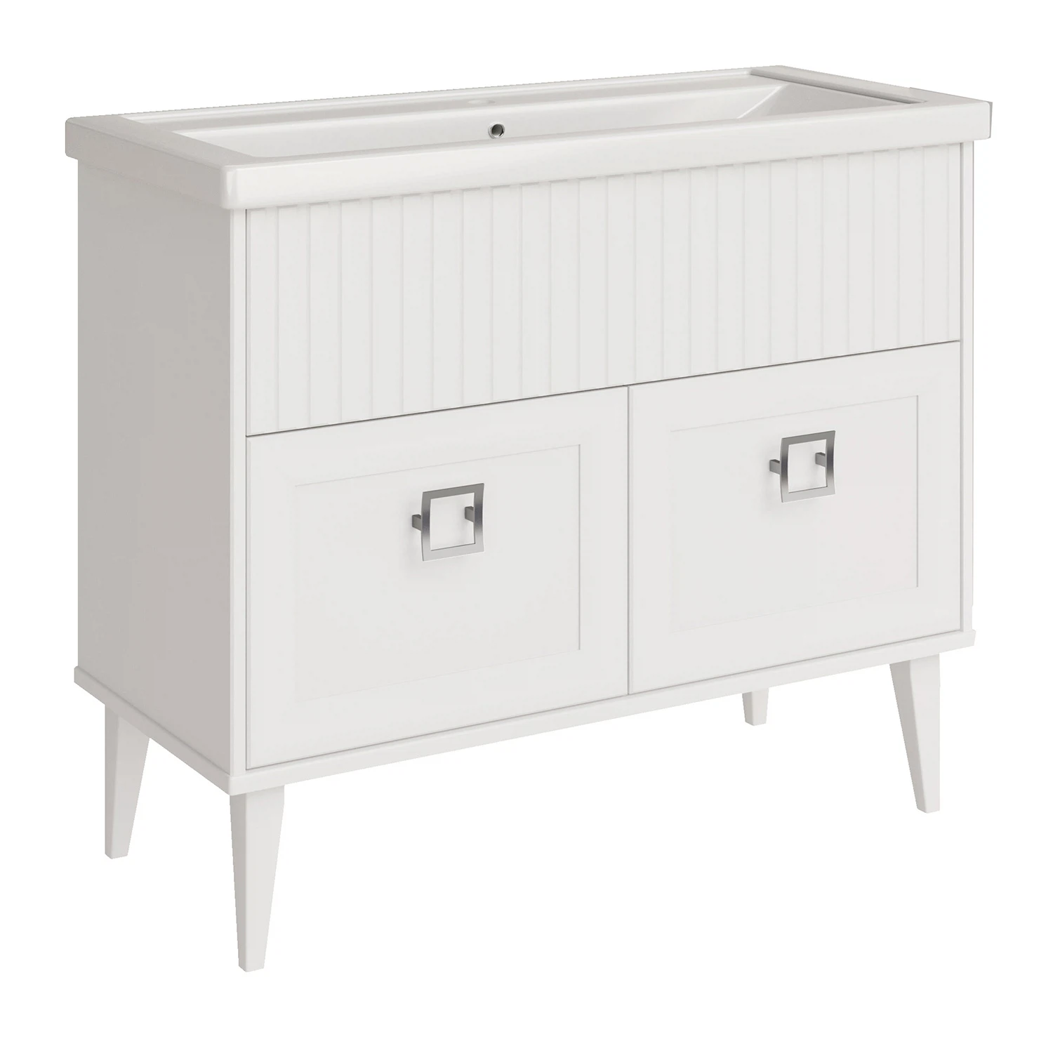 Изображение товара Напольная тумба с раковиной ASB-Woodline Риола 100 белая, МДФ, 1003мм