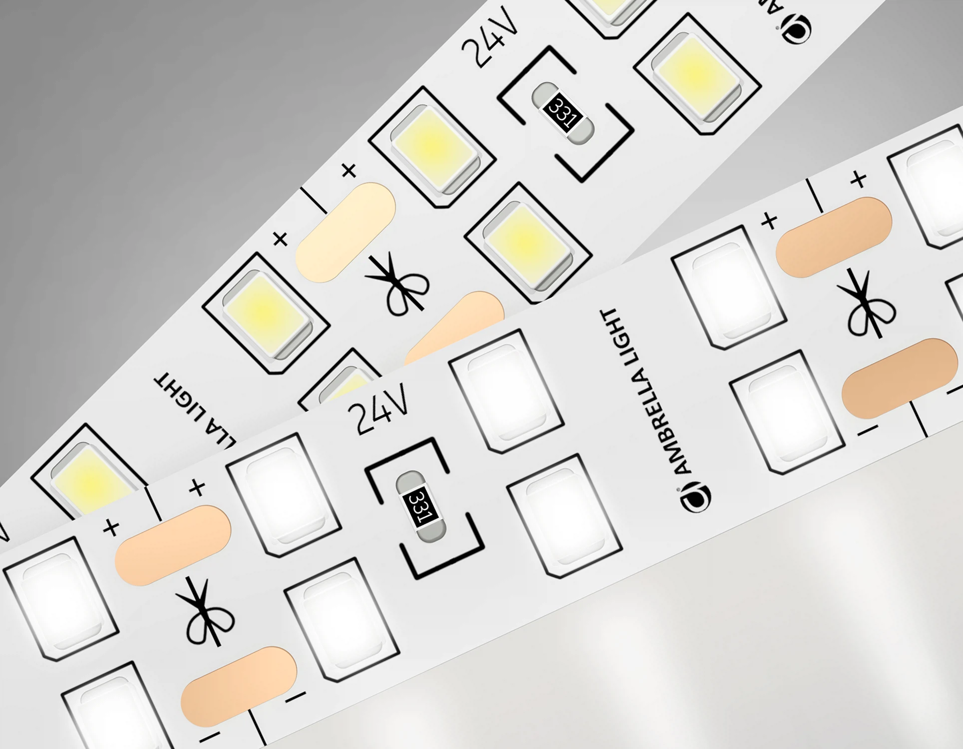 Изображение товара Светодиодная лента AMBRELLA LIGHT двухрядная GS3602 2835 204Led/ 20W m/ 24V IP20 4500K/ 5000*14*1.2mm/ кратность резки 72mm (2 конт.)