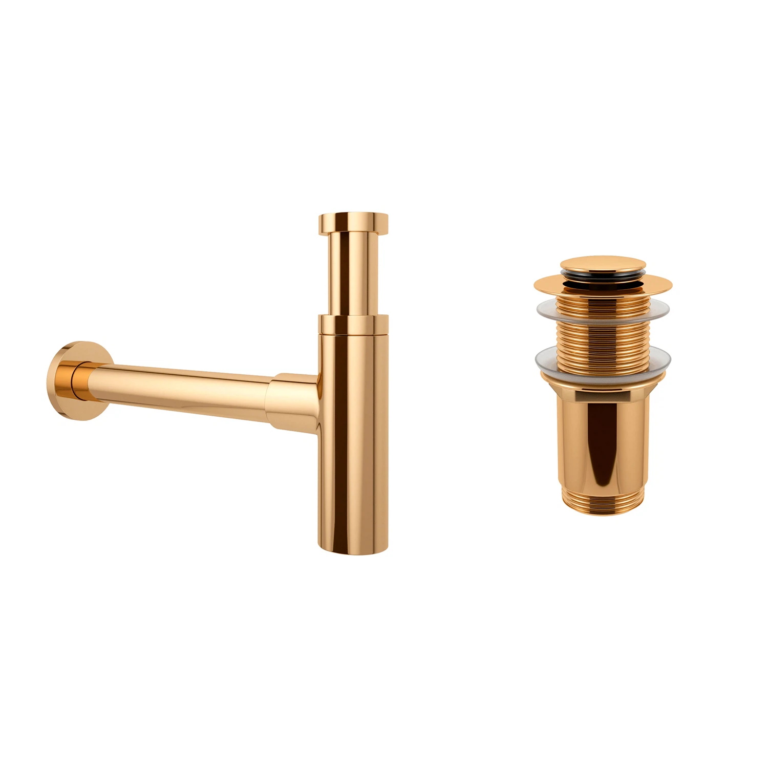 Изображение товара Сифон Wellsee для раковины с донным клапаном, бутылочный, латунь, 0.45 м