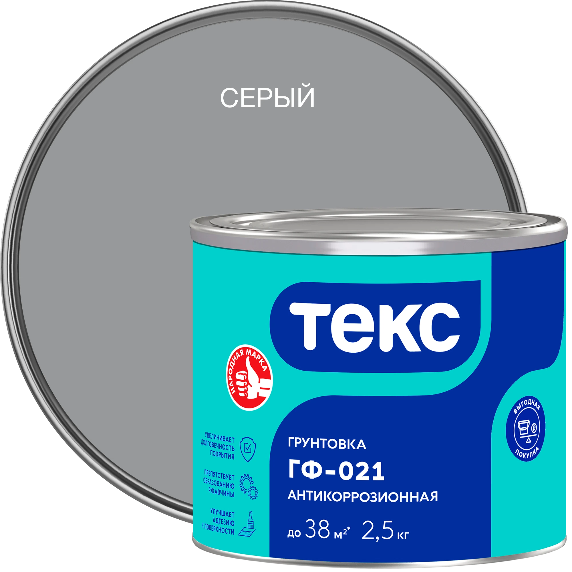 Изображение товара Грунтовка антикоррозионная ТЕКС УНИВЕРСАЛ ГФ 021 2.5л для металла