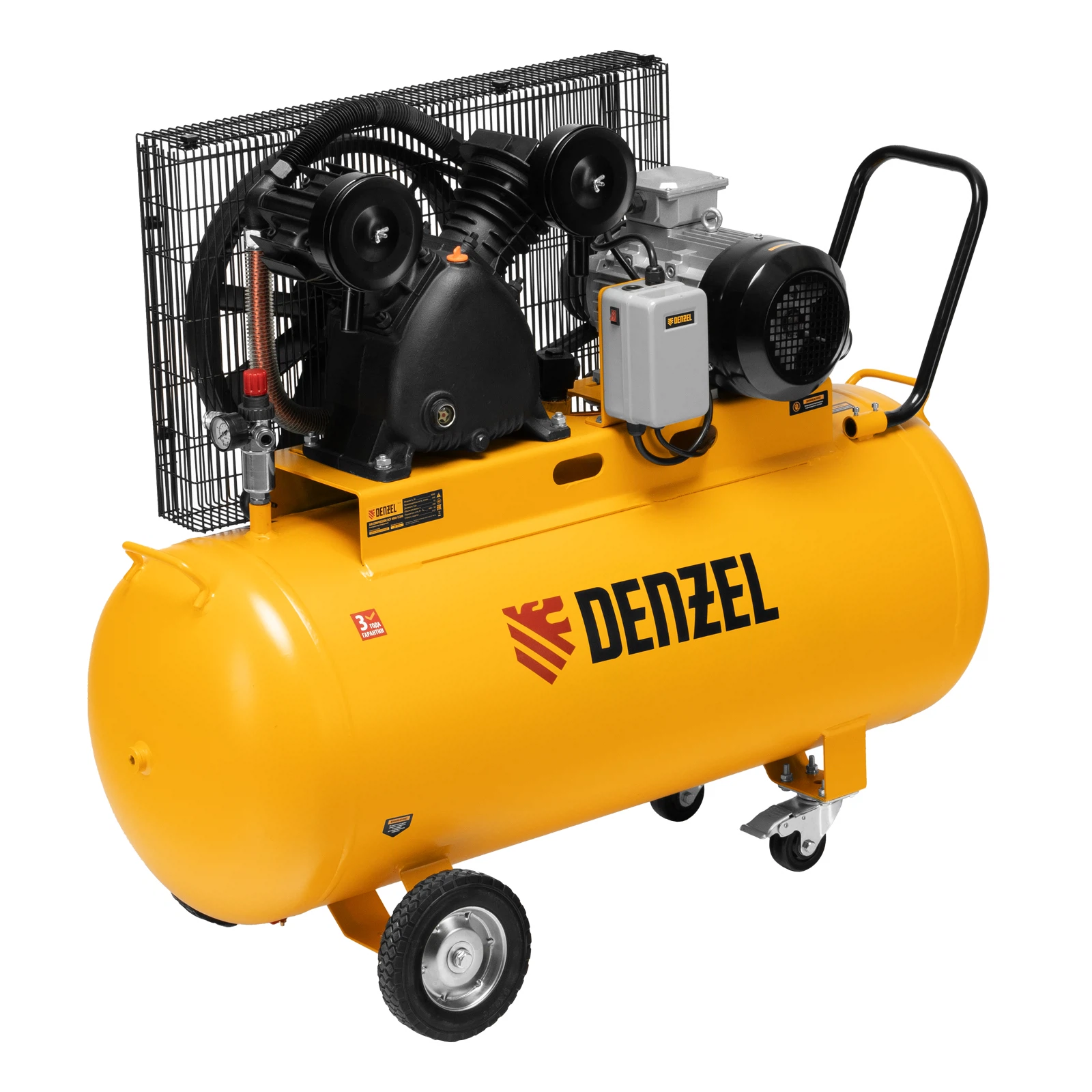 Изображение товара Профессиональный воздушный компрессор Denzel BCV 4000-T 200л 690 л/мин 4кВт ременной привод