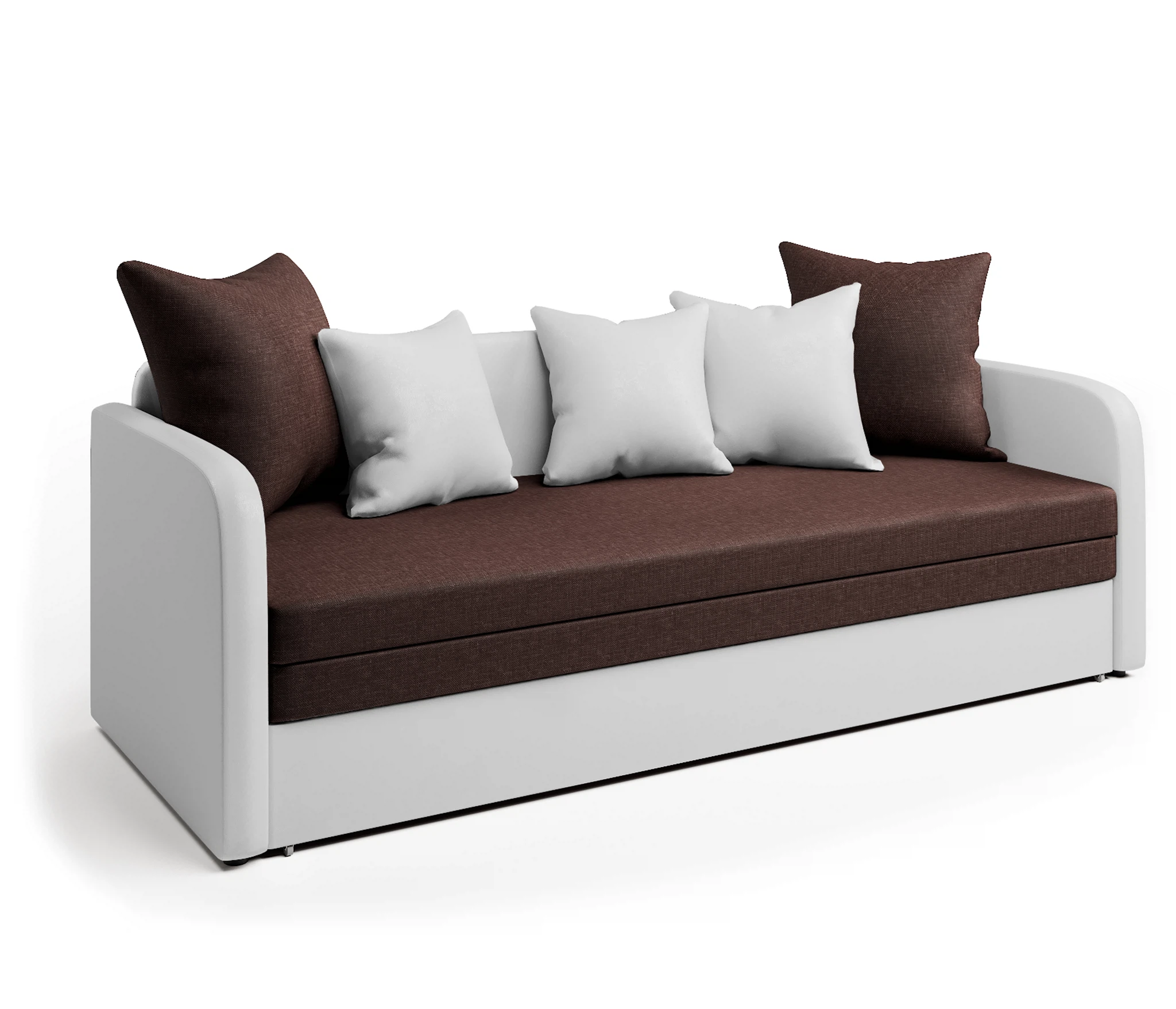 Изображение товара Современная софа Трио из рогожки с бельевым ящиком и механизмом еврософа