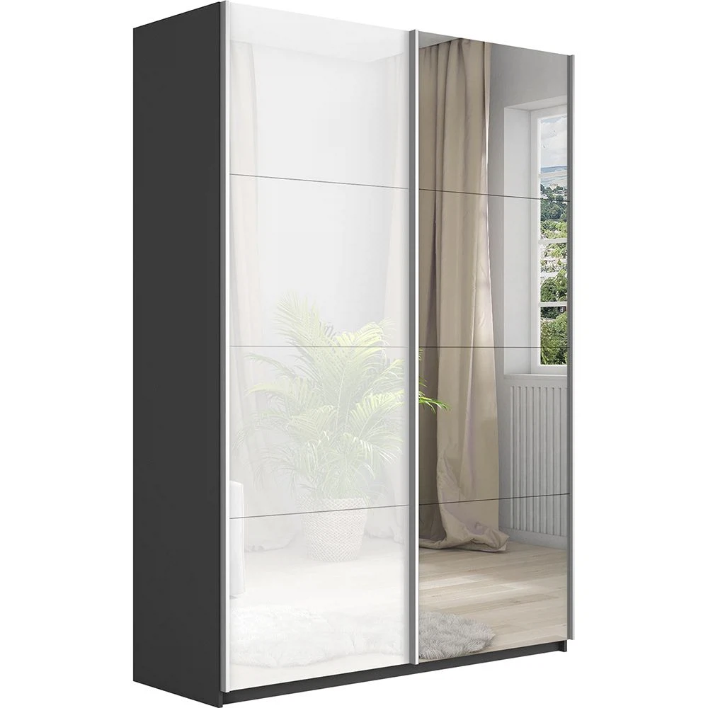 Изображение товара Шкаф-купе Прайм 2-х дверный Зеркало/Стекло белое 120х57х230 Серый диамант(арт.: 1PSZ_120_DM)