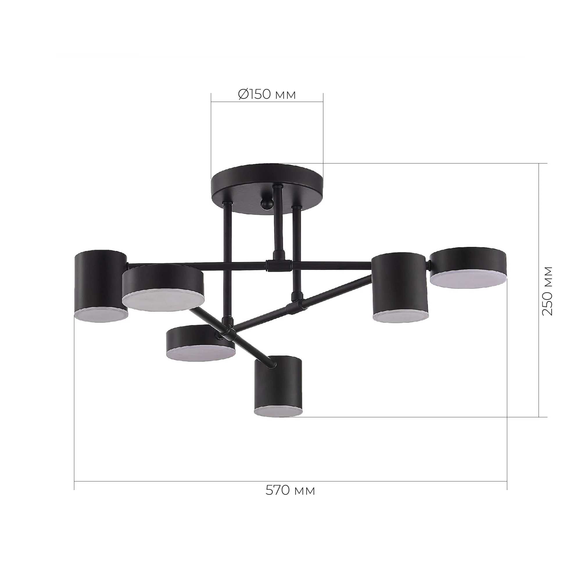 Изображение товара Светодиодный потолочный светильник NOBEL черный современный дизайн 6 ламп
