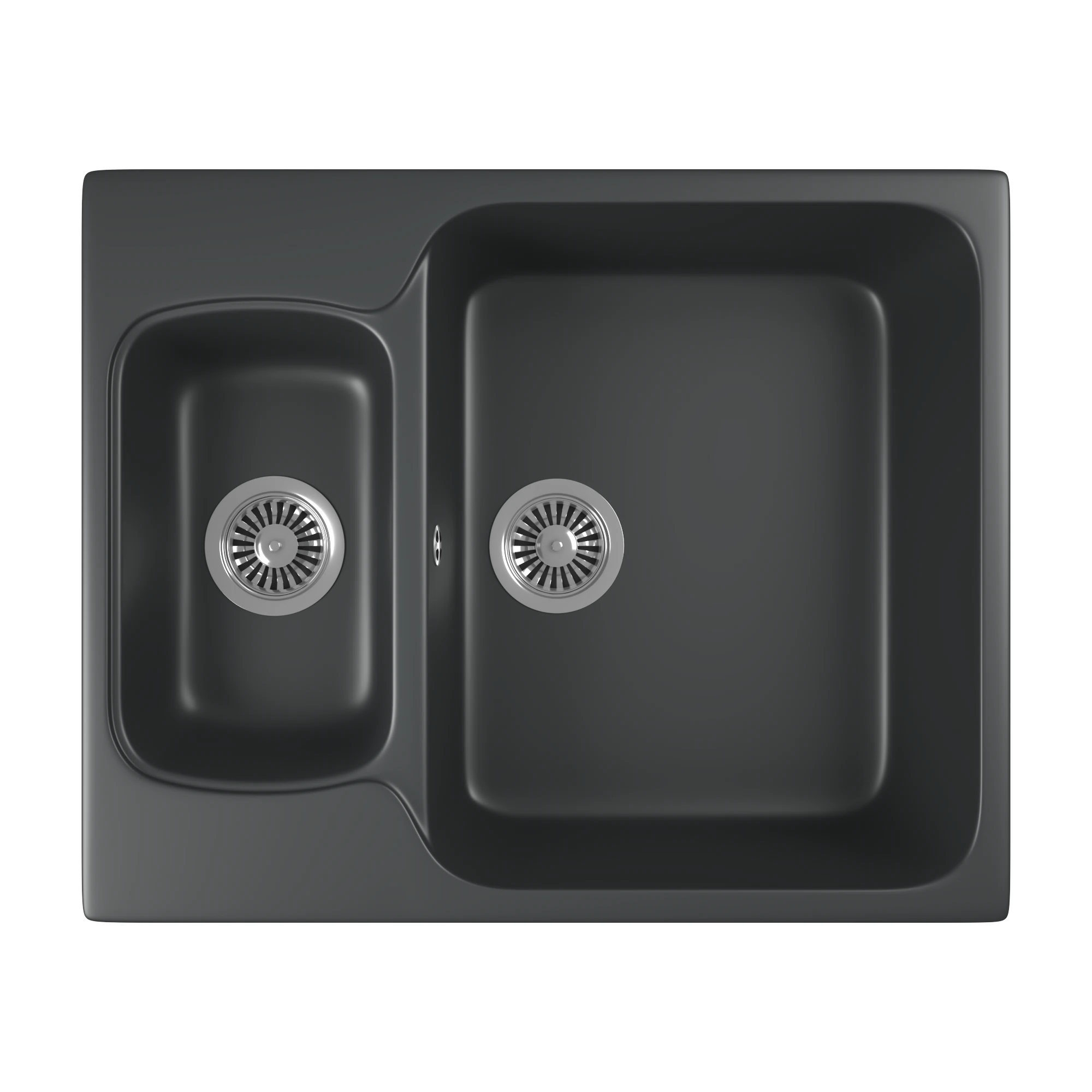 Изображение товара Мойка кухонная Greenstone GRS-09-343 антрацит, искусственный мрамор, врезная