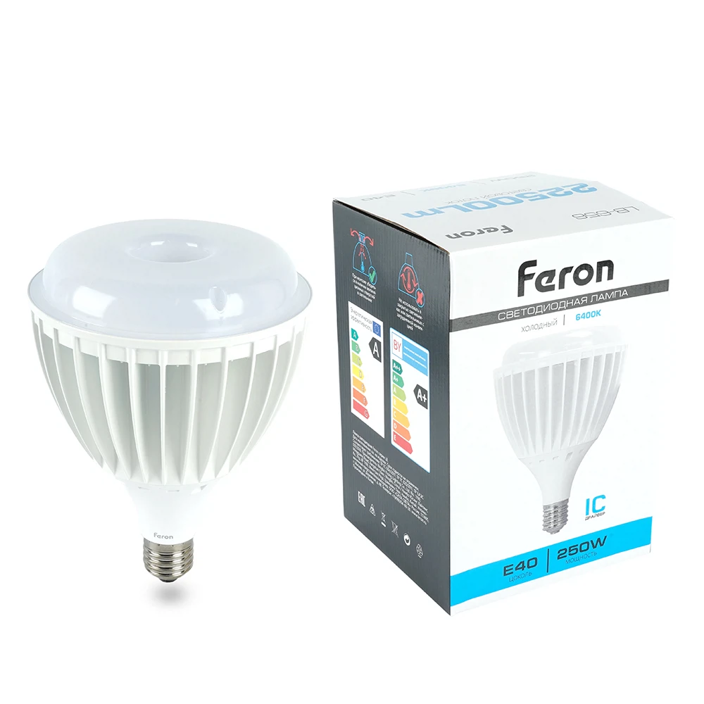 Изображение товара Светодиодная лампа Feron E40 250W холодный 6400K с высокой яркостью Изображение товара Светодиодная лампа Feron E40 250W холодный 6400K с высокой яркостью