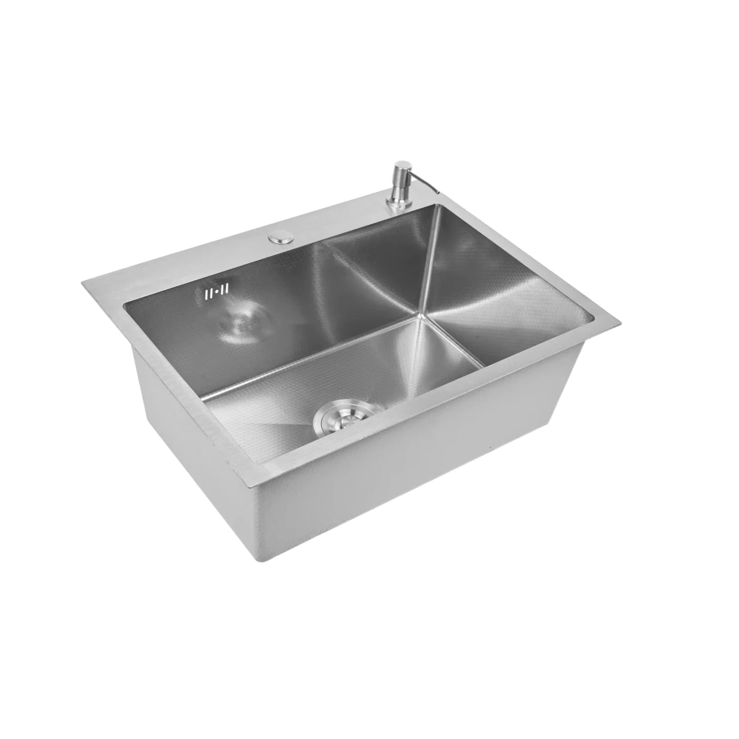 Изображение товара Мойка кухонная из нержавеющей стали WISENT 60x45 см с рифленой поверхностью и дозатором